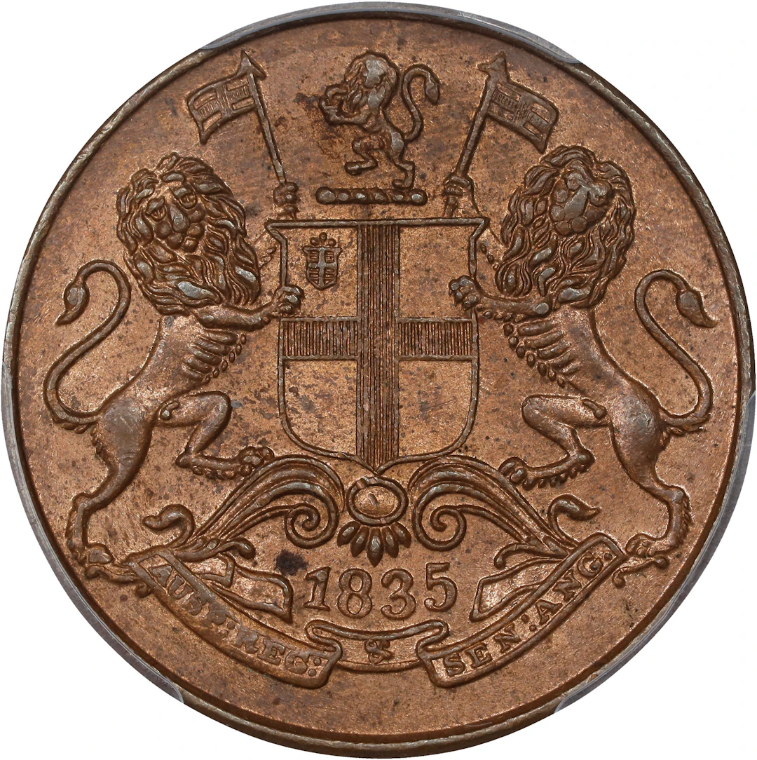 INDIA. British East India Company. 1/4 Anna, 1835-(C). Calcutta Mint.