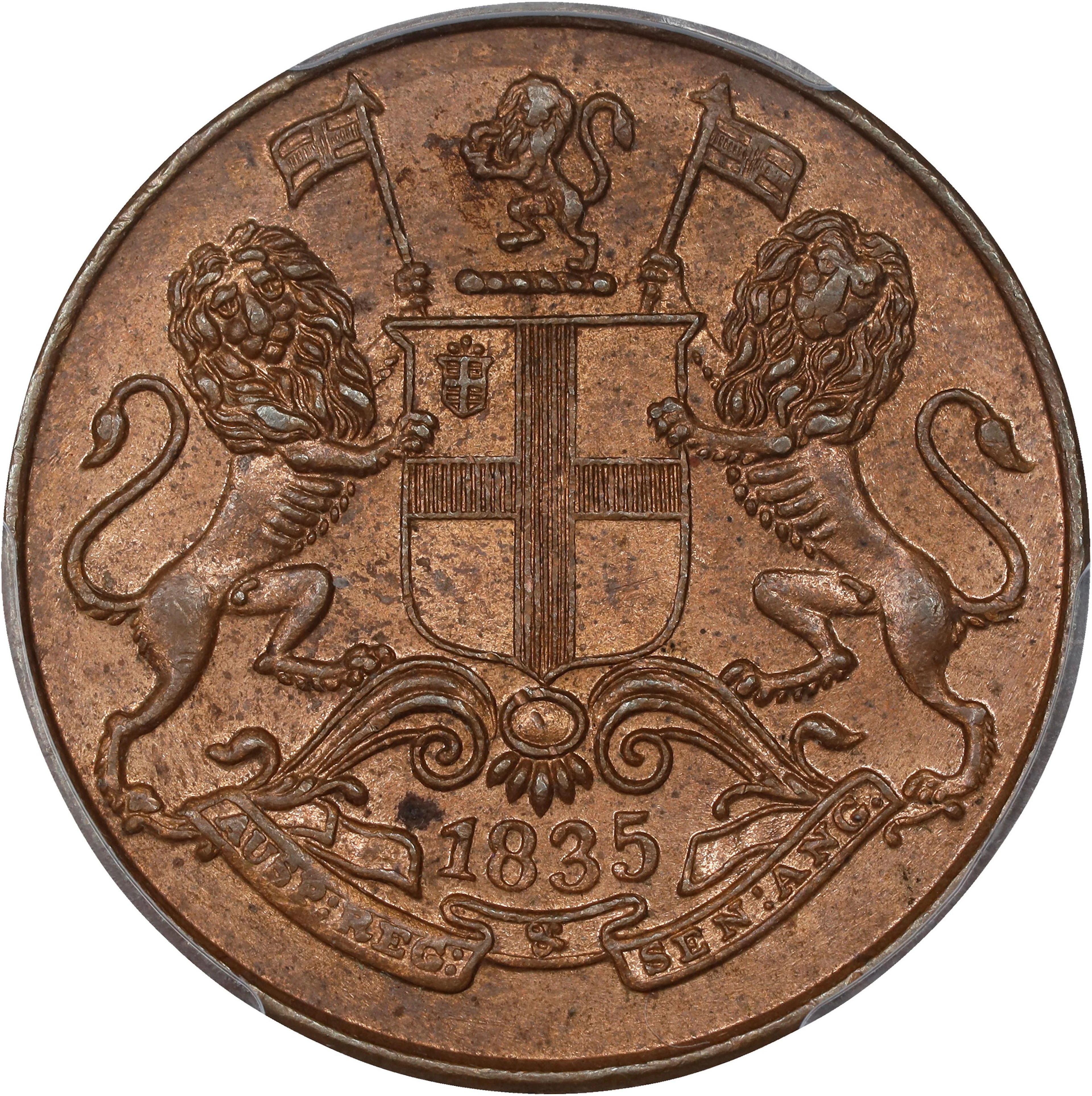 INDIA. British East India Company. 1/4 Anna, 1835-(C). Calcutta Mint.
