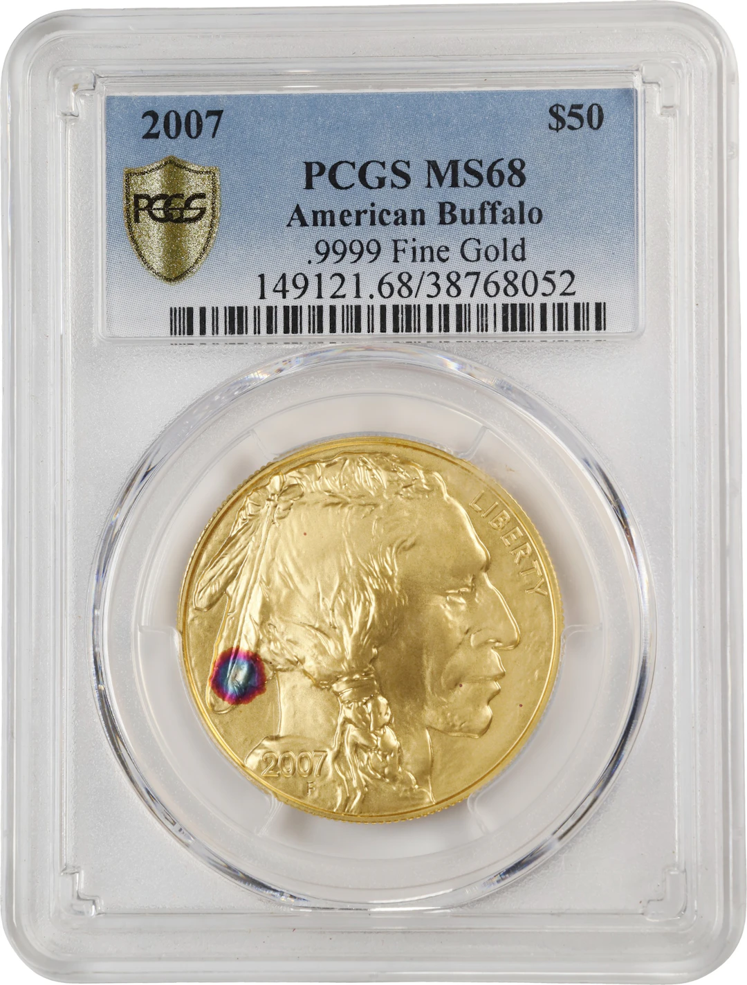 (1 oz, 31.104 g AGW). 2007 American Gold Buffalo $50. MS-68 (PCGS).