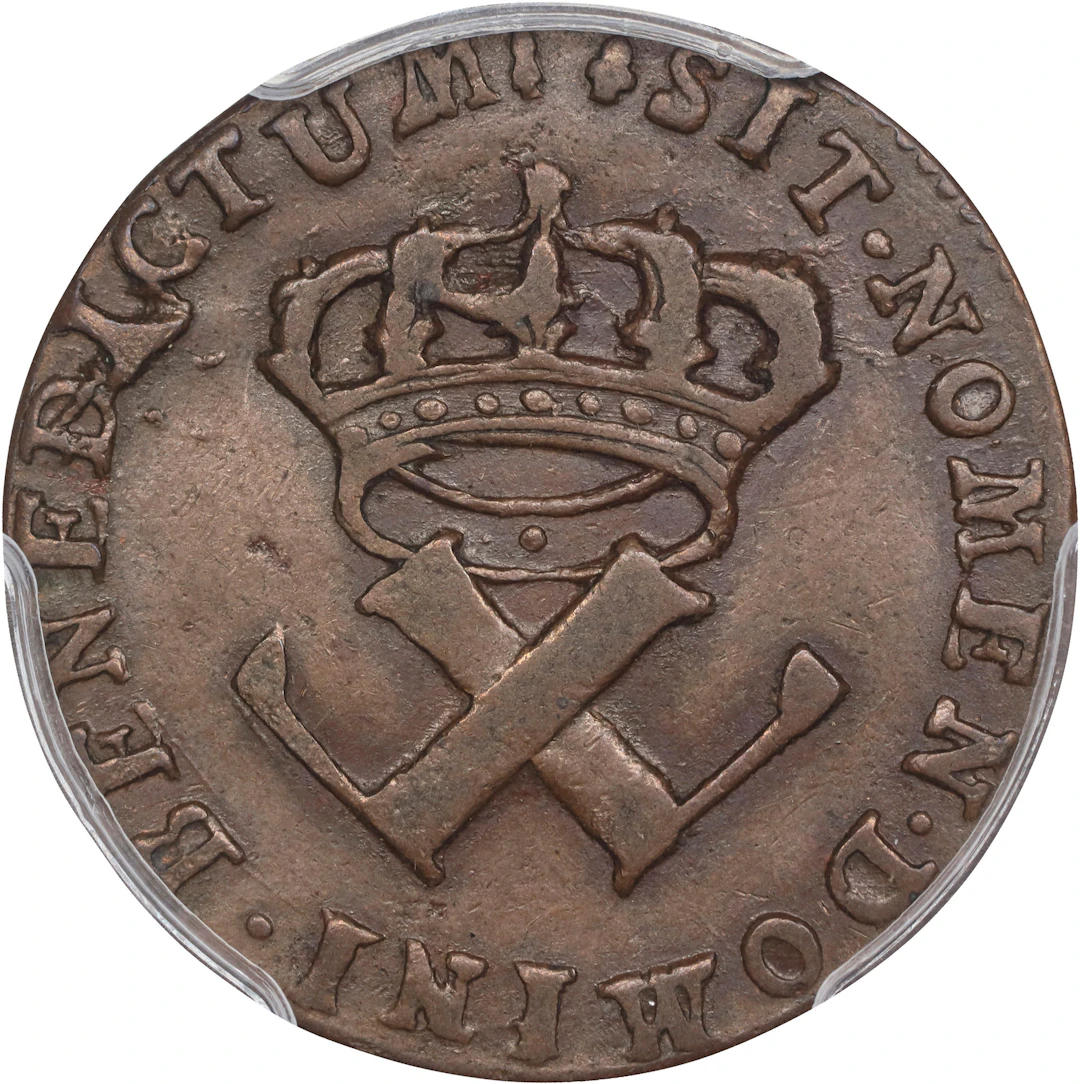 FRENCH COLONIES. 1722/1-H Sou, or 9 Deniers. La Rochelle Mint. Martin