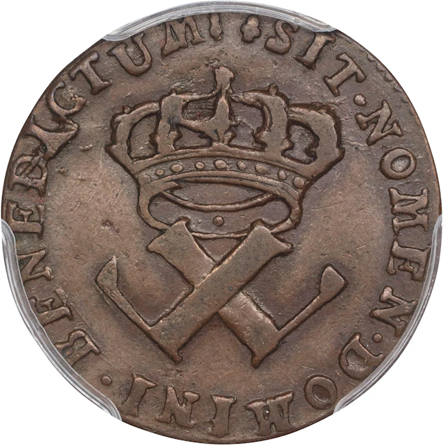 FRENCH COLONIES. 1722/1-H Sou, or 9 Deniers. La Rochelle Mint. Martin