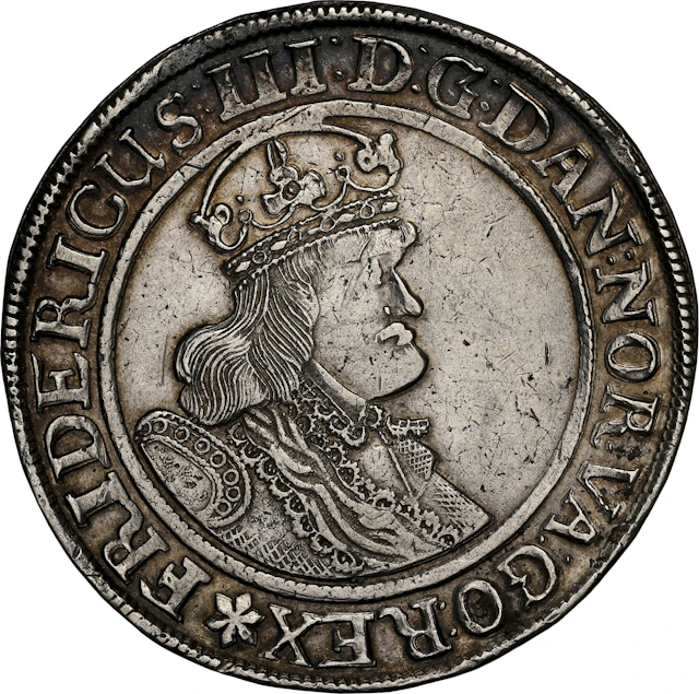 NORWAY. 2 Speciedaler, 1649. Christiania Mint. Frederik III. NGC AU