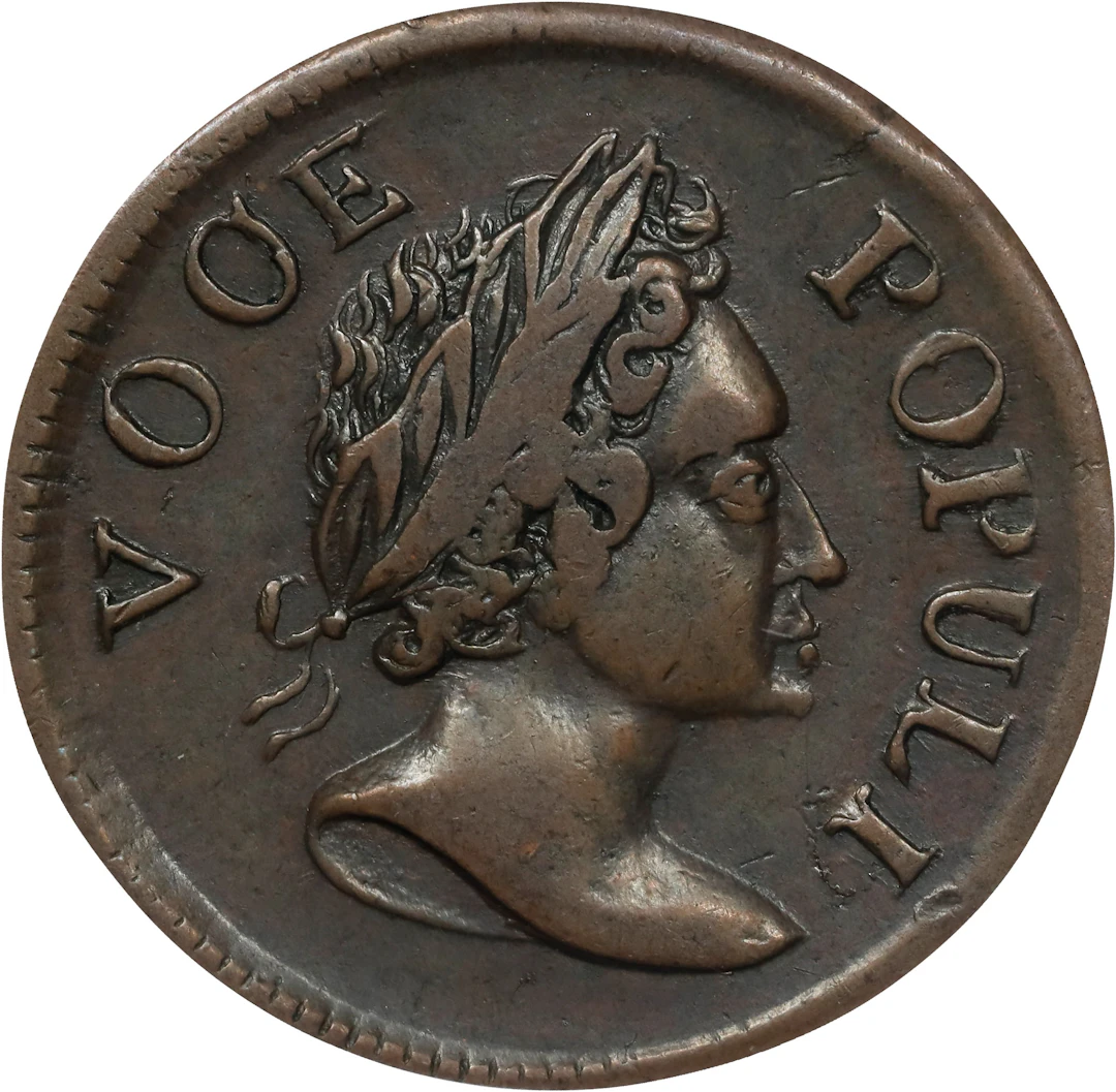 1760 Voce Populi Halfpenny. Nelson-3, Zelinka 7-E, W-13930. Rarity-3.