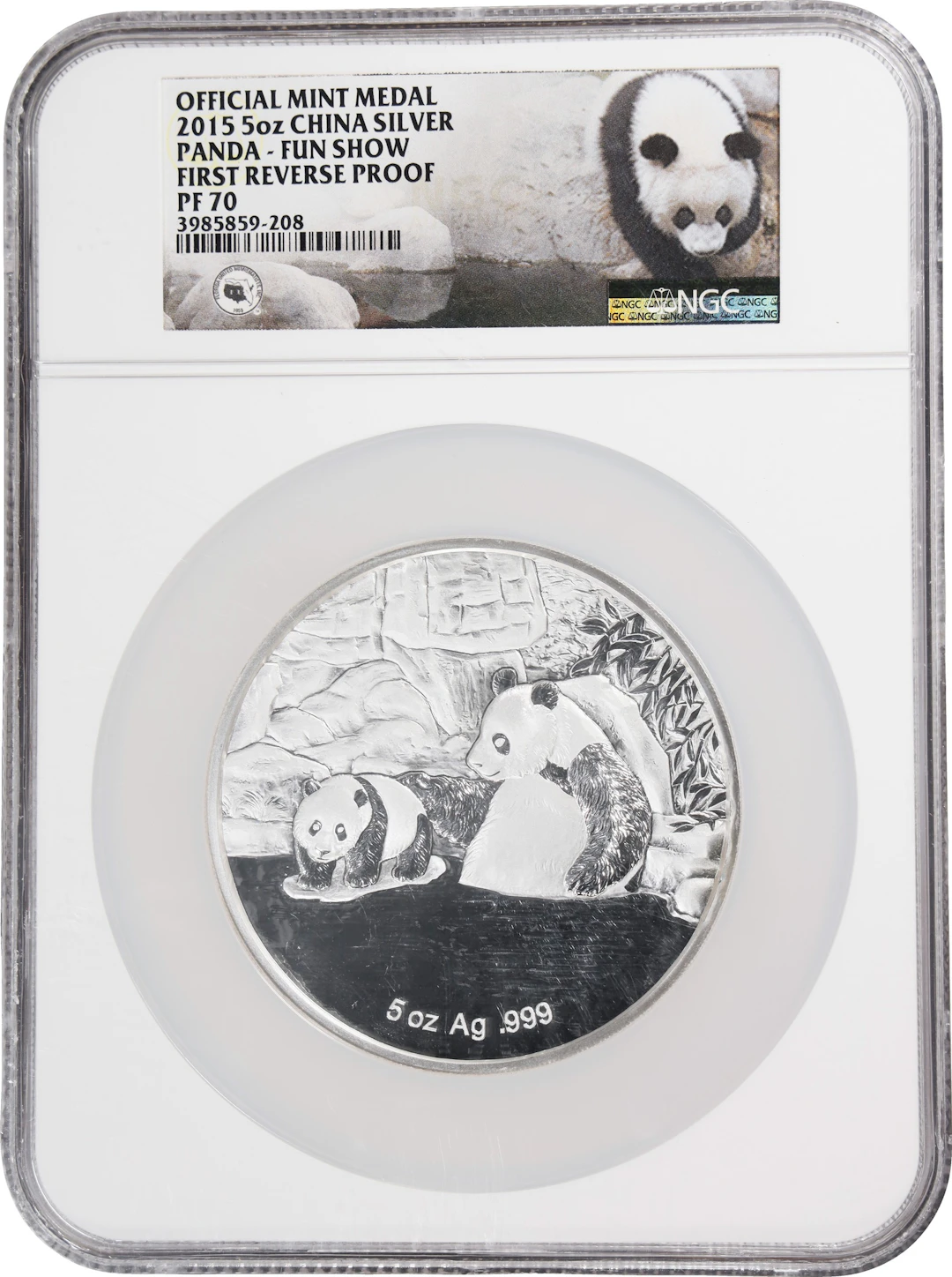 (5 oz, 155.52 g ASW). China. 2015 Florida FUN Show 5 oz Silver Panda.