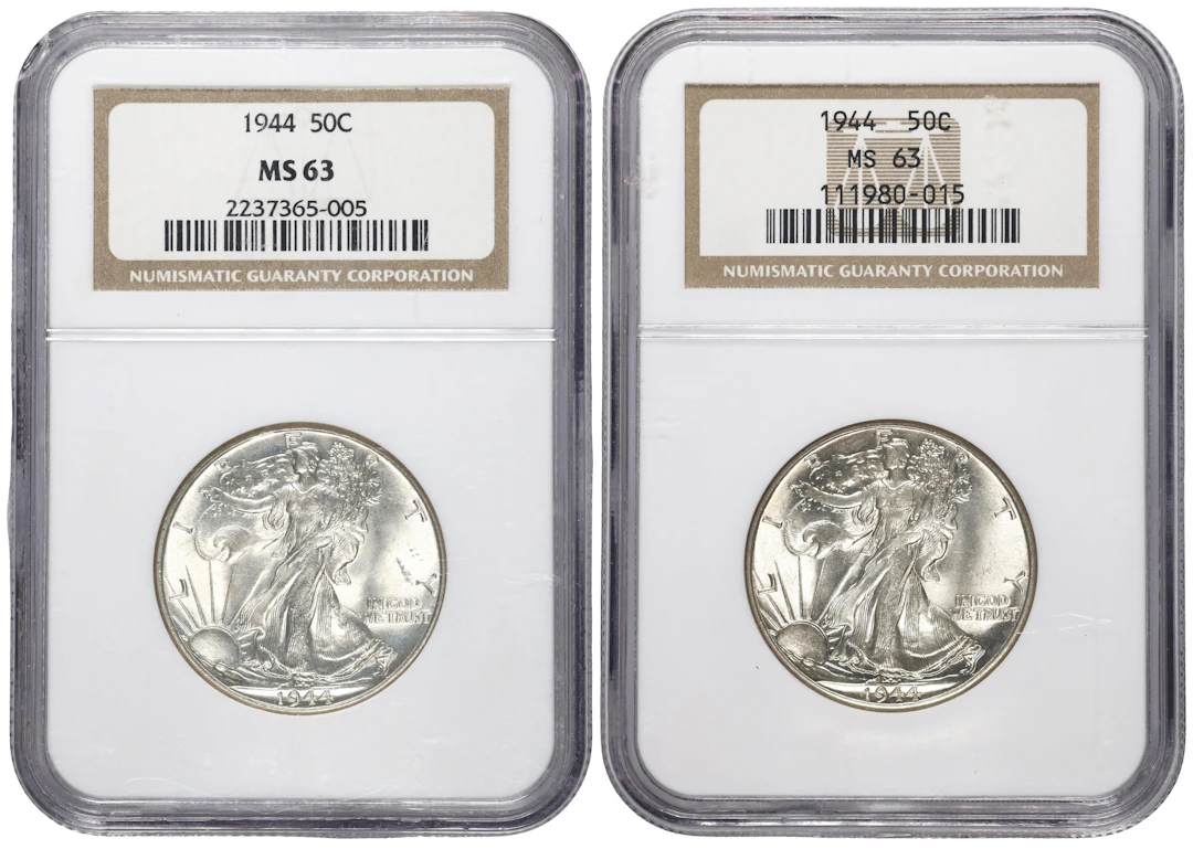 Lot of (2) 1944 Walking Liberty Half Dollars. MS-63 (NGC).