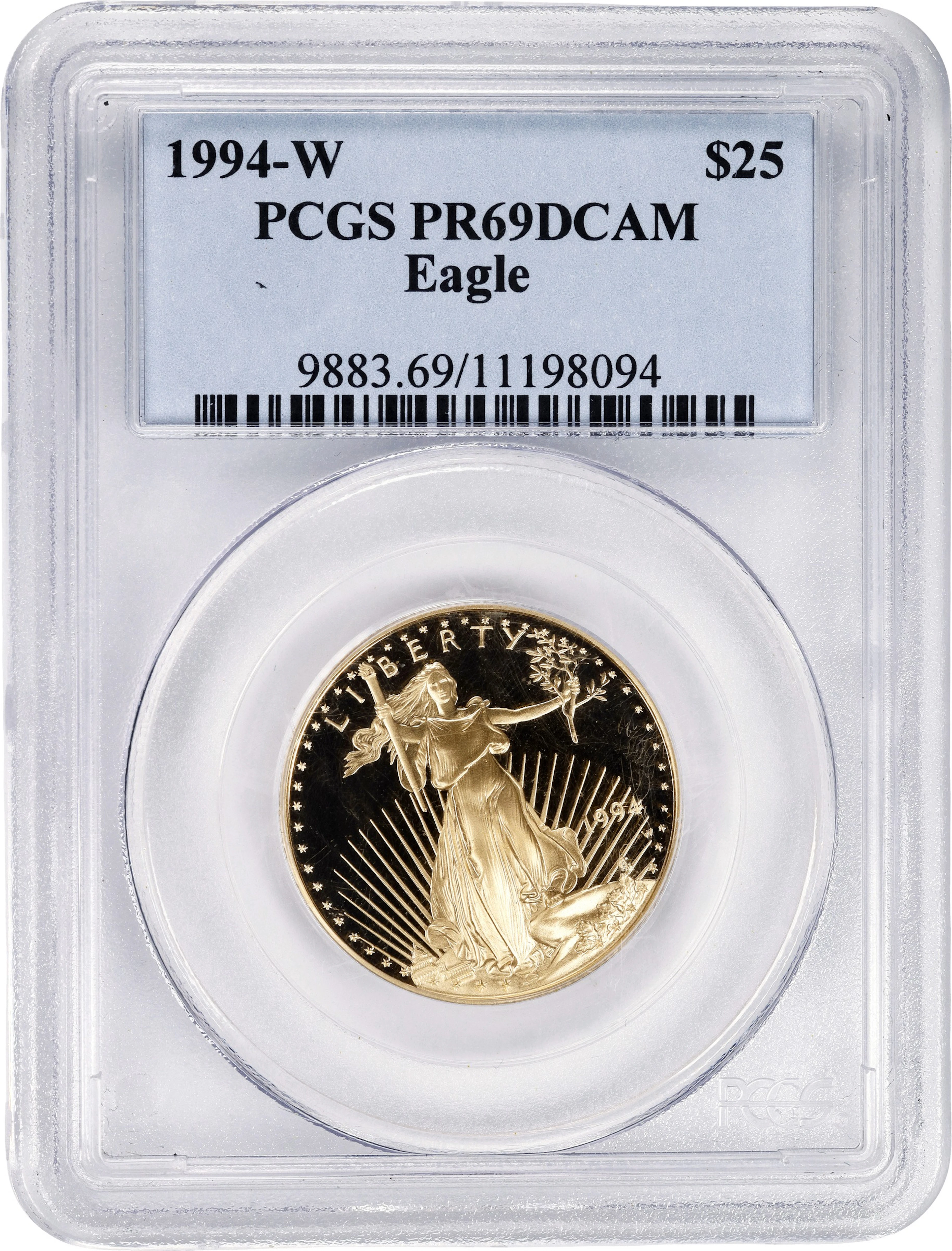 (0.5 oz, 15.552 g AGW). 1994-W American Gold Eagle $25. PR-69 DCAM (PCGS).