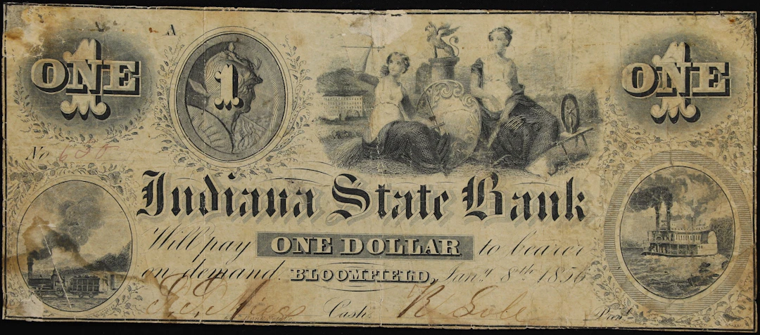 Bloomfield, Indiana. Indiana State Bank. 1856 $1. Fine.