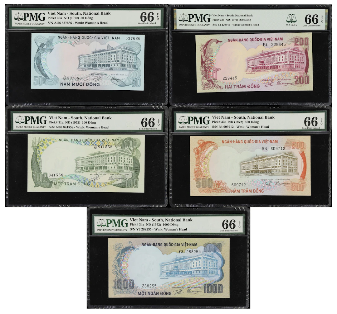 VIETNAM, SOUTH. Lot of (5). National Bank of Vietnam. 50, 100, 200
