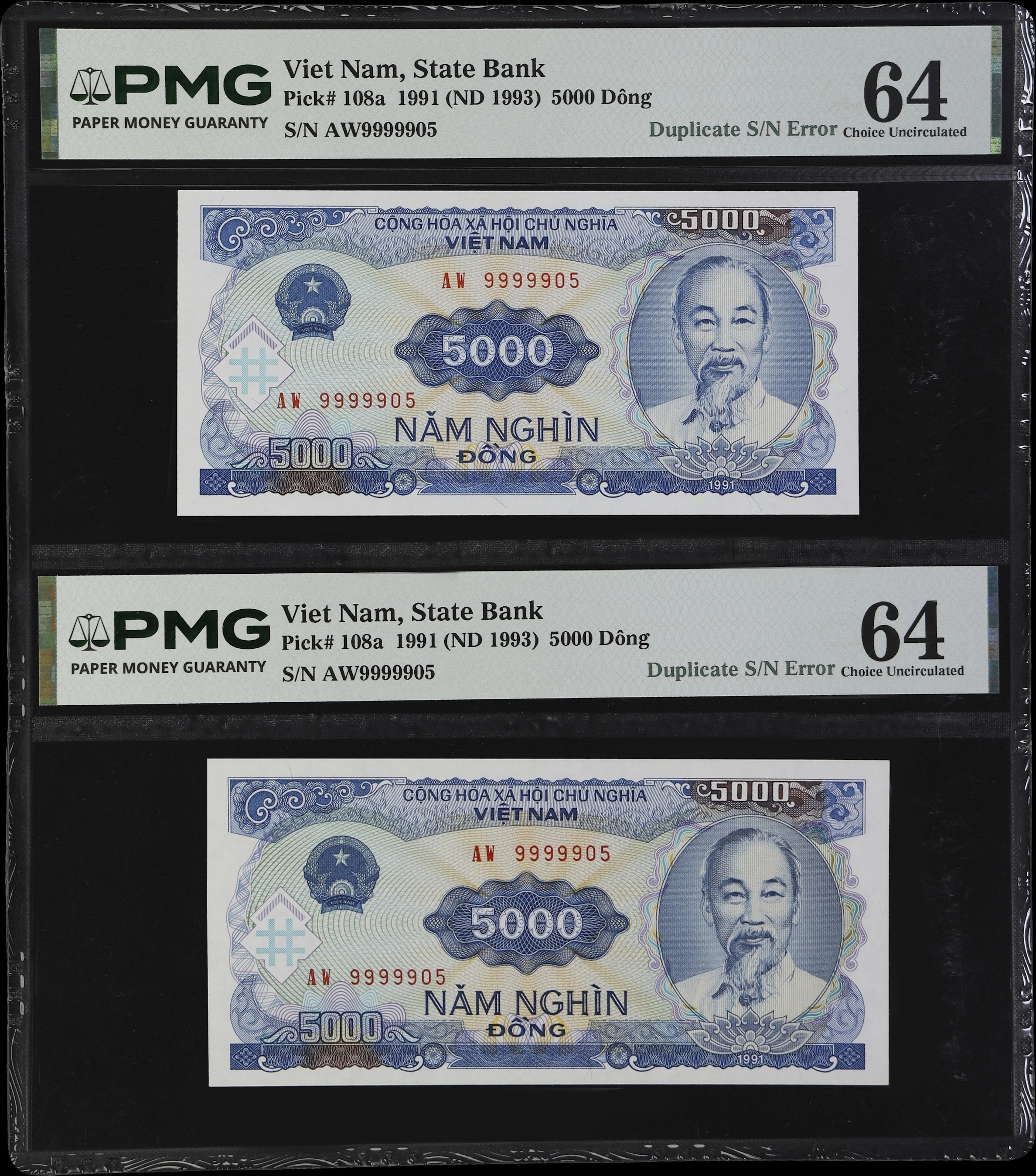 VIETNAM. Lot of (2). State Bank of Vietnam. 5000 Dong, 1991 (ND 1993).