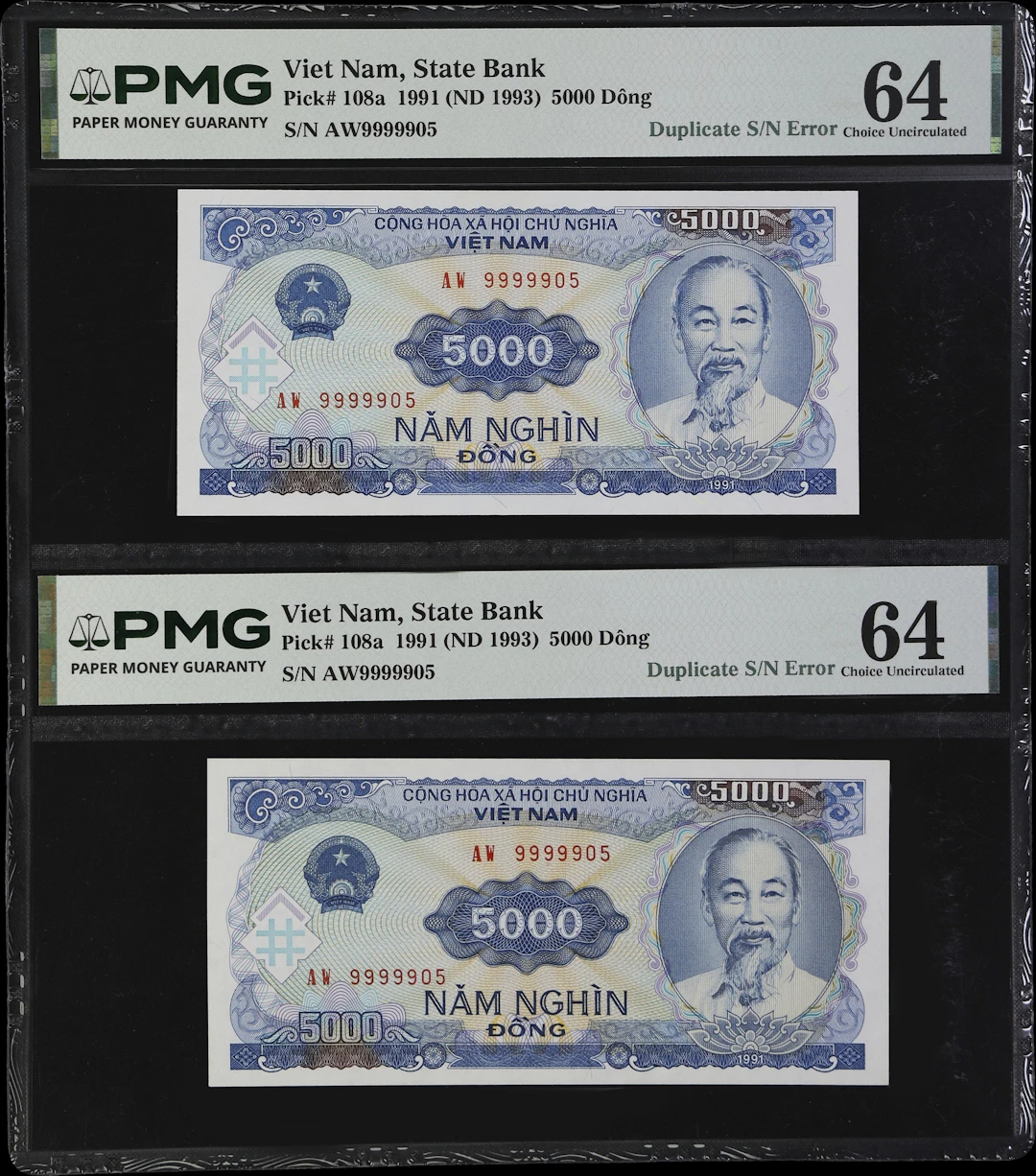 VIETNAM. Lot of (2). State Bank of Vietnam. 5000 Dong, 1991 (ND 1993).