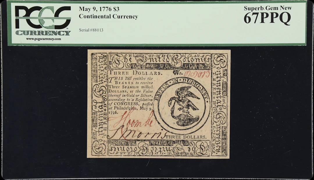 CC-33. Continental Currency. May 9, 1776. $3. PCGS Currency Superb