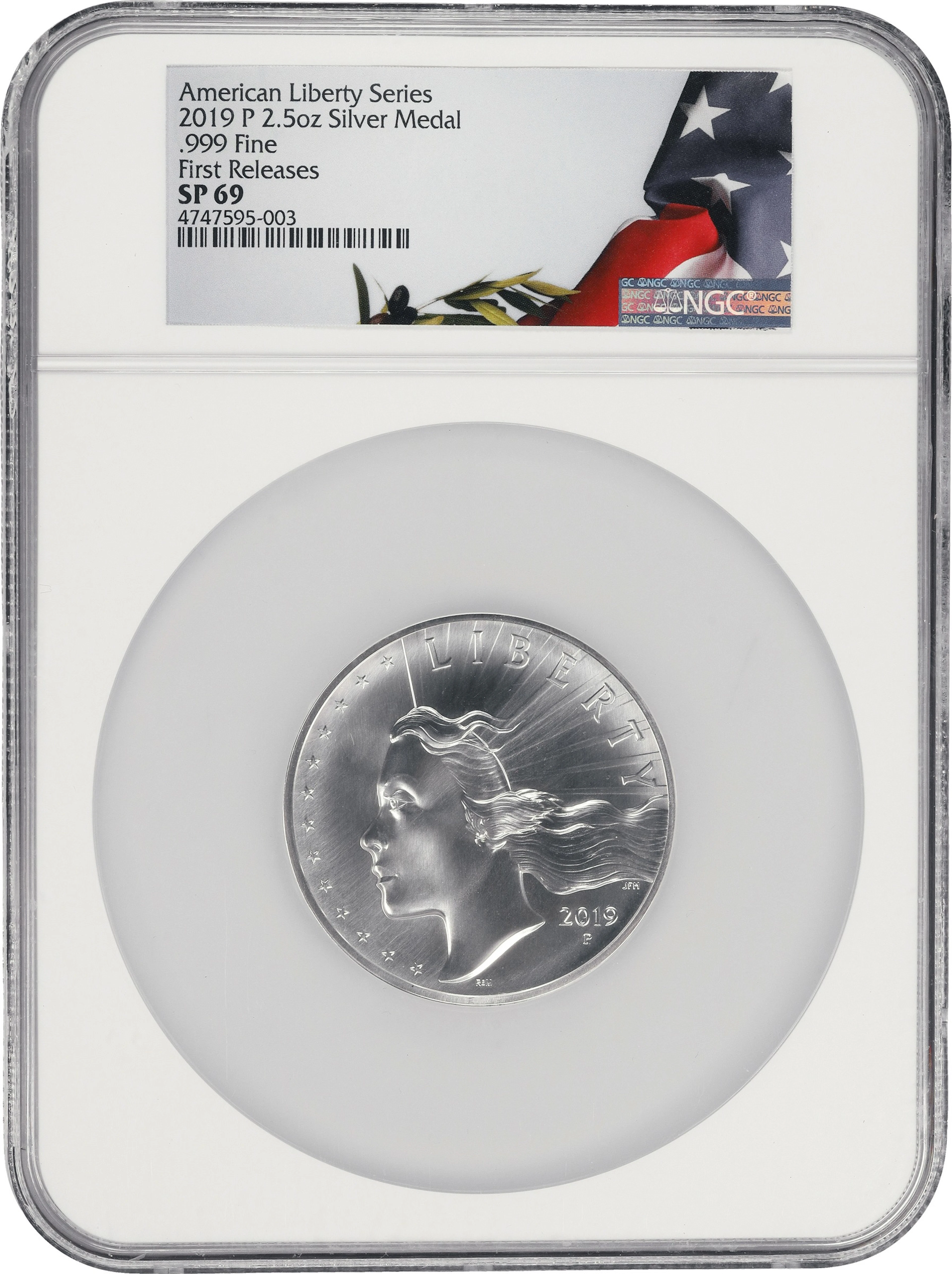 (2.5 oz, 77.76 g ASW). 2019-P American Liberty Series Silver Medal.
