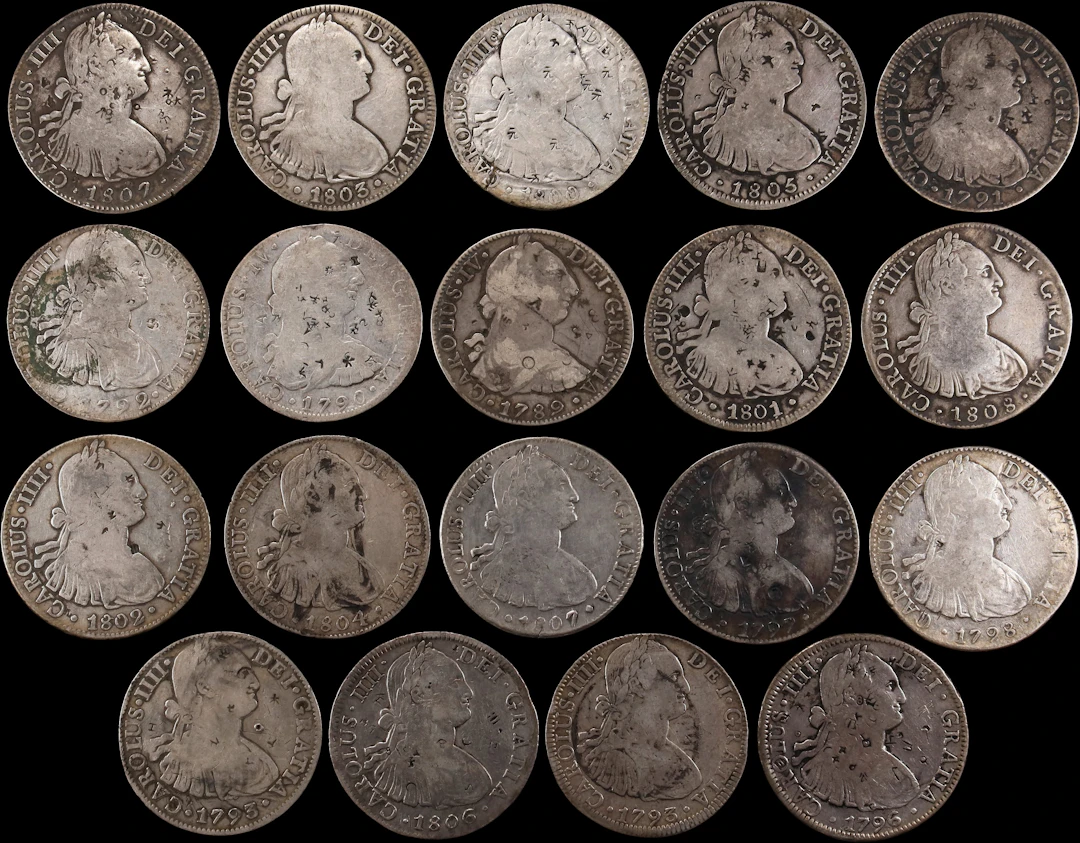 MEXICO. Group of Bust 8 Reales (19 Pieces), 1789-1808. Mexico City