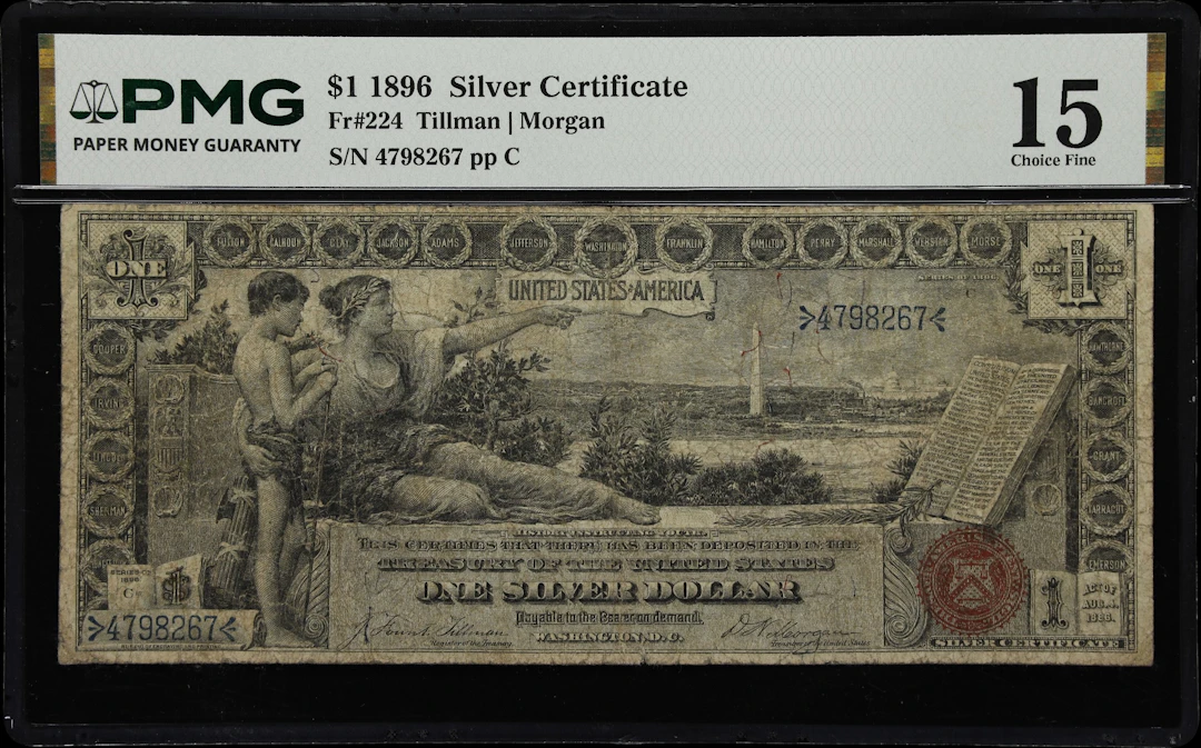 Fr. 224. 1896 $1 Silver Certificate. PMG Choice Fine 15.