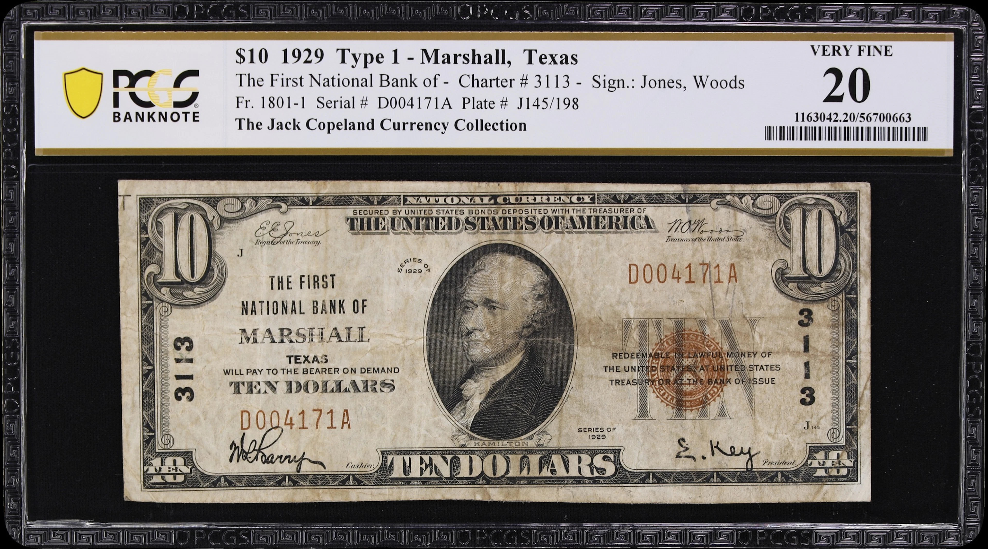 Marshall, Texas. $10 1929 Ty. 1. Fr. 1801-1. First NB. Charter #3113.