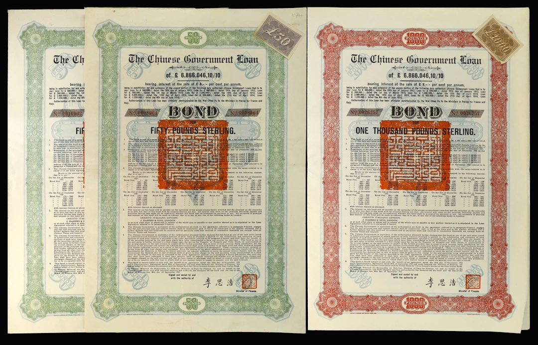 CHINA--REPUBLIC. Lot of (3). 1925 8% The Chinese Government (Skoda)