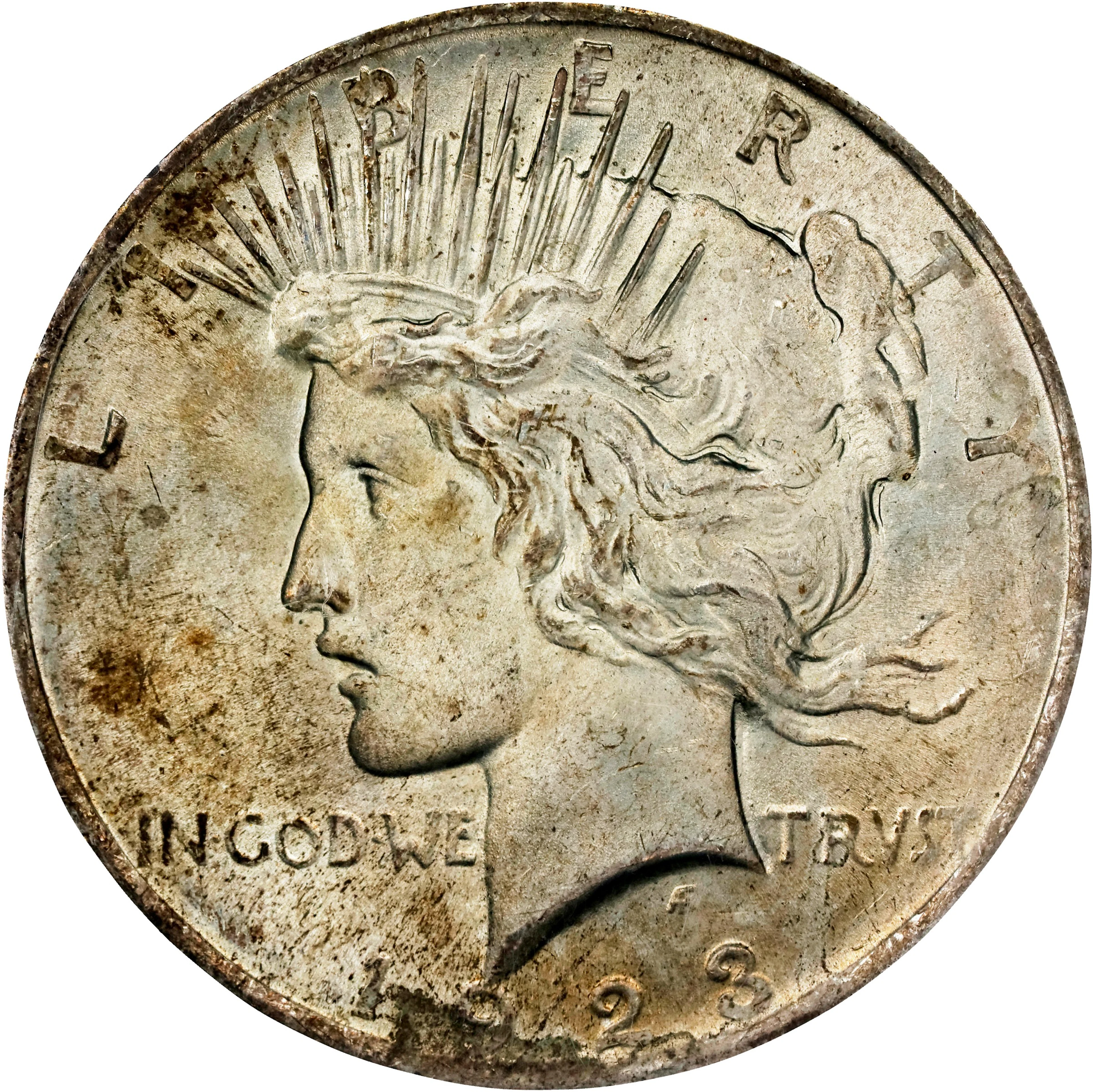 1923 Peace Silver Dollar. MS-64 (PCGS). OGH Generation 1.2 Rattler.