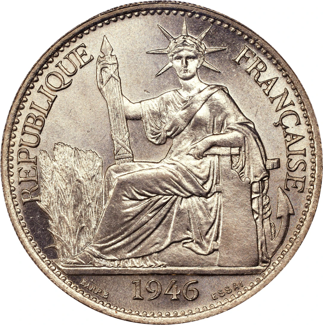FRENCH INDO-CHINA. Copper-Nickel 50 Centimes Essai (Pattern), 1946.
