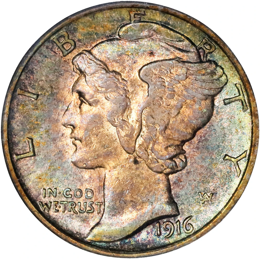 1916 Mercury Dime. AU-55 (PCGS). OGH Generation 3.1.