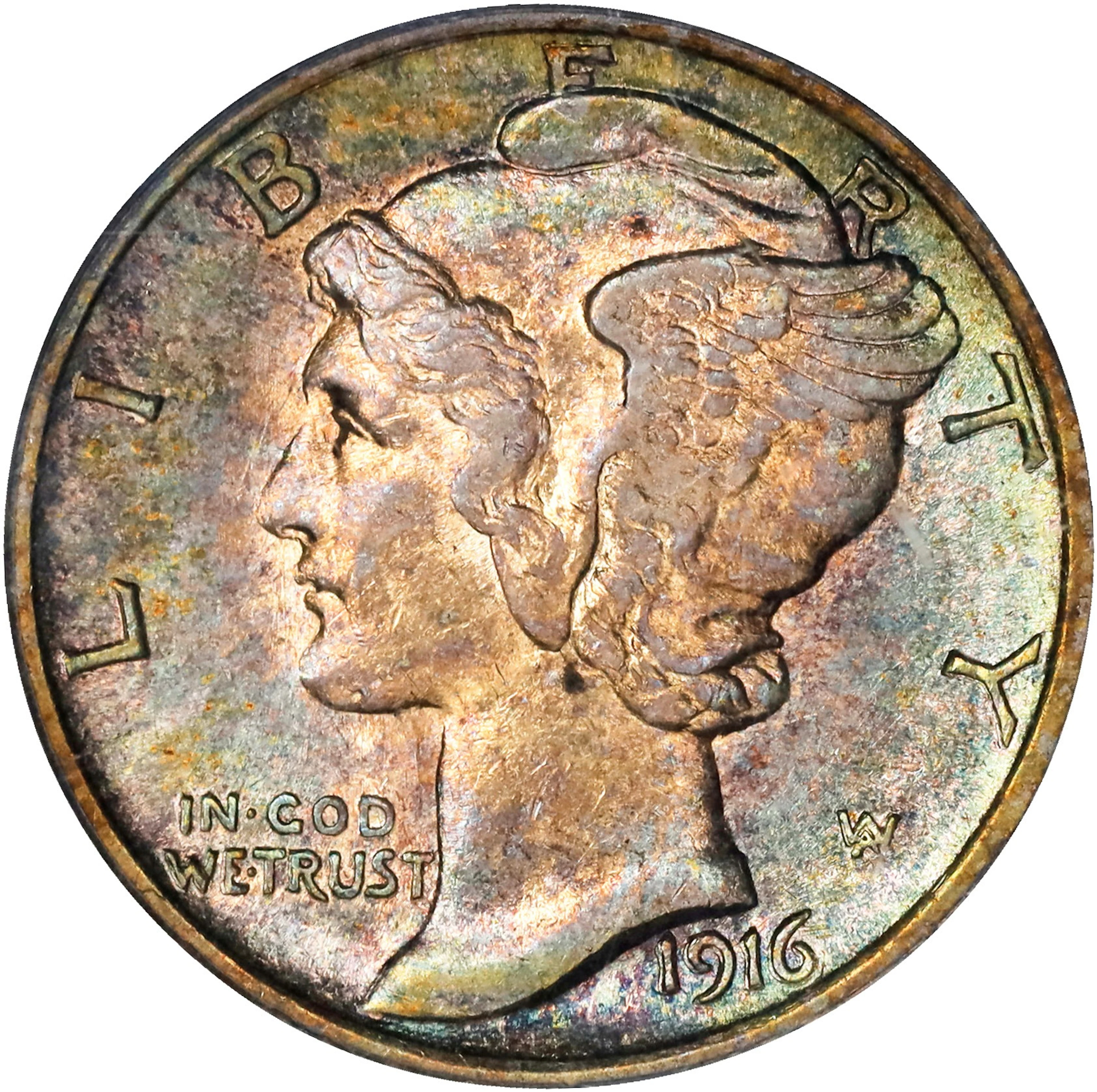 1916 Mercury Dime. AU-55 (PCGS). OGH Generation 3.1.