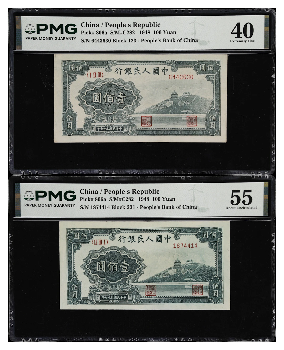 (t) CHINA--PEOPLE'S REPUBLIC. Lot of (2). People's Bank of China.