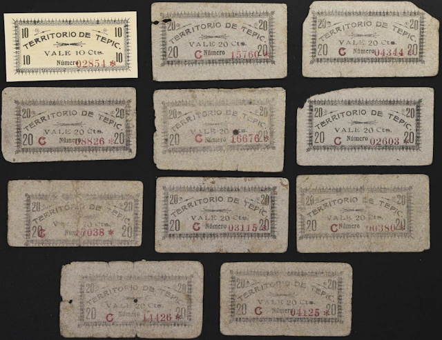MEXICO--REVOLUTIONARY. Lot of (11). Administration de Rentas del Territorio