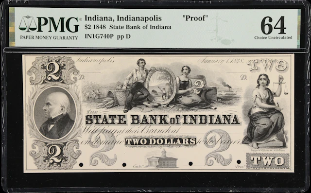Indianapolis, Indiana. State Bank of Indiana. 1848 $2. PMG Choice