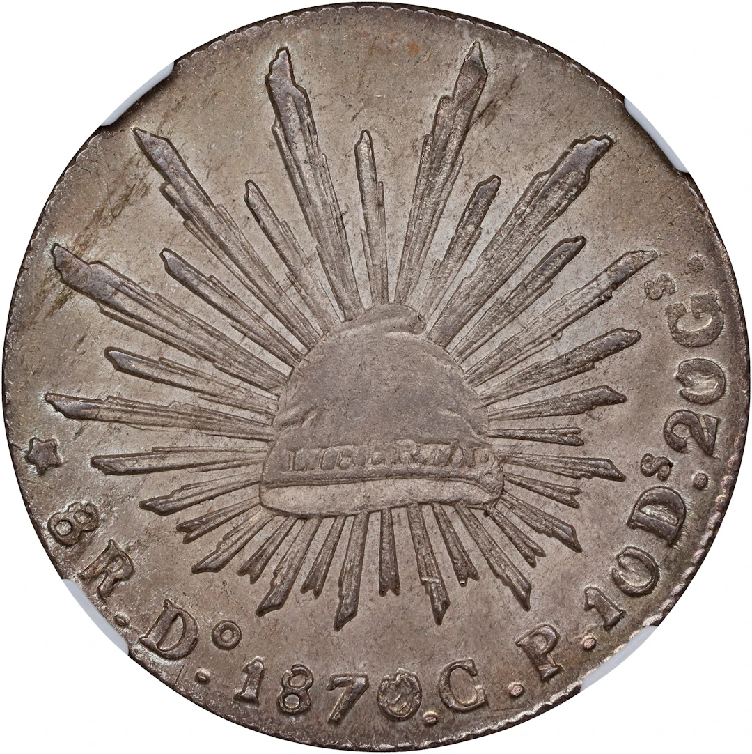 MEXICO. 8 Reales, 1870/69-Do CP. Durango Mint. NGC MS-63.