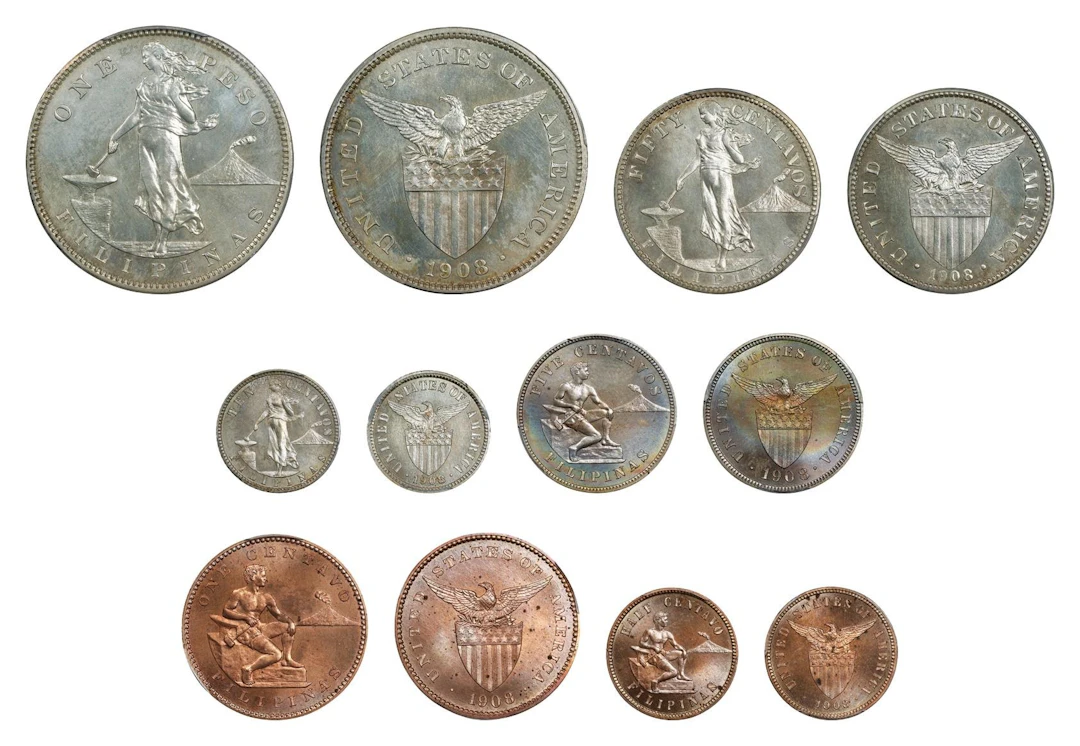 PHILIPPINES. Partial Proof Set (6 Pieces), 1908. Philadelphia Mint.