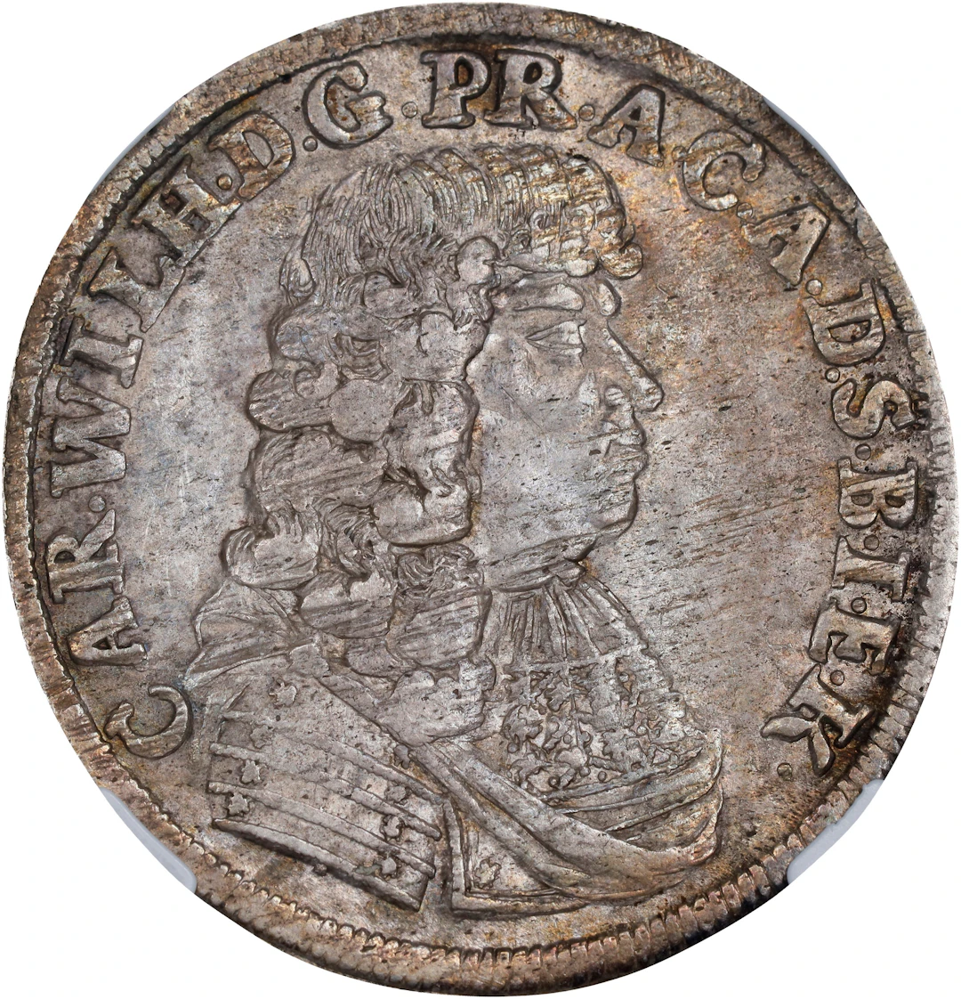 GERMANY. Anhalt-Zerbst. 2/3 Taler, 1679-CP. Carl Wilhelm. NGC MS-62.