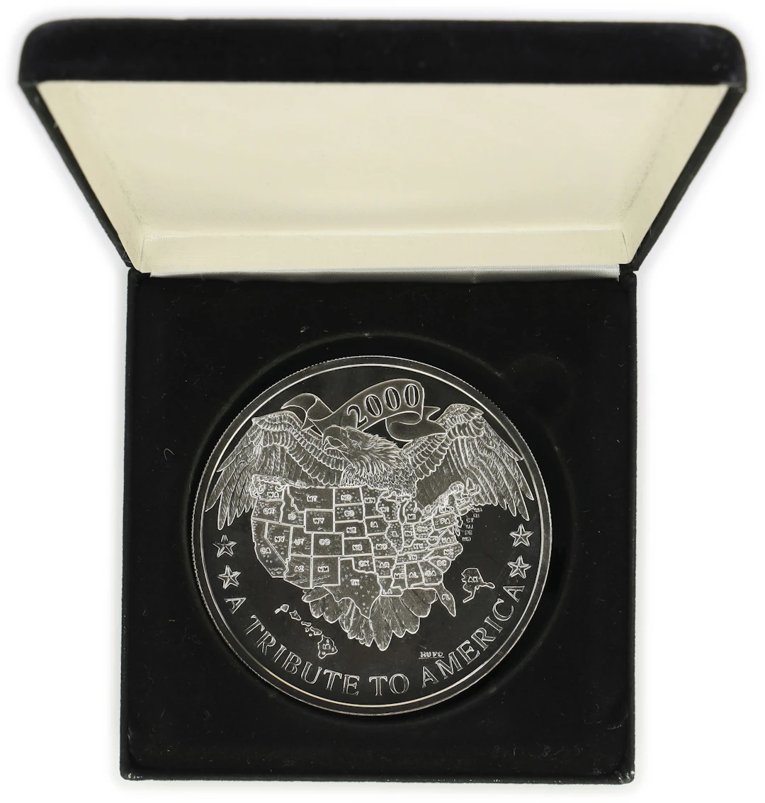 (6 oz, 186.624 g ASW). 2000 Tribute to America 6 oz Silver Round.