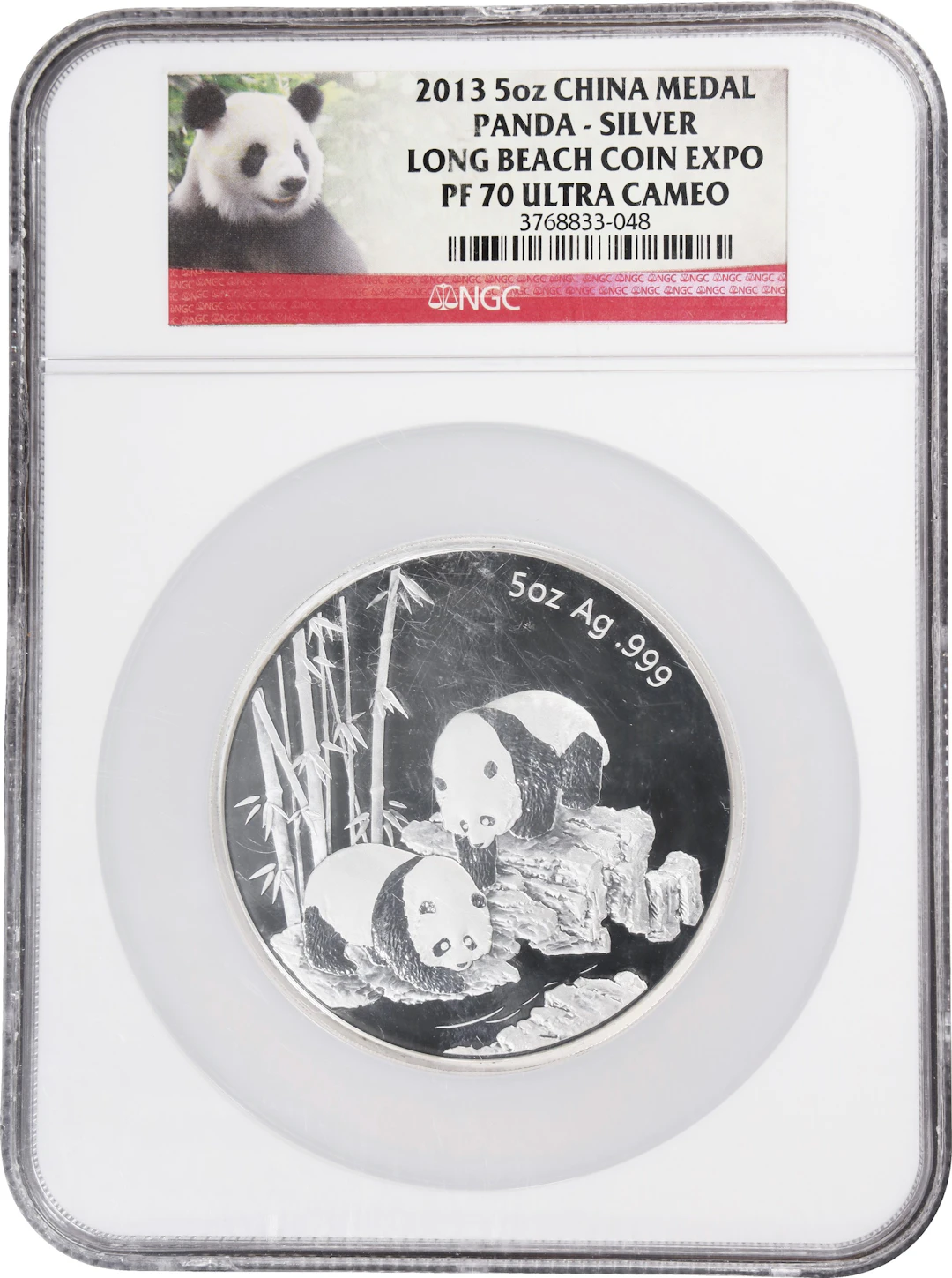 (5 oz, 155.52 g ASW). China. 2013 Long Beach Coin Expo 5 oz Silver