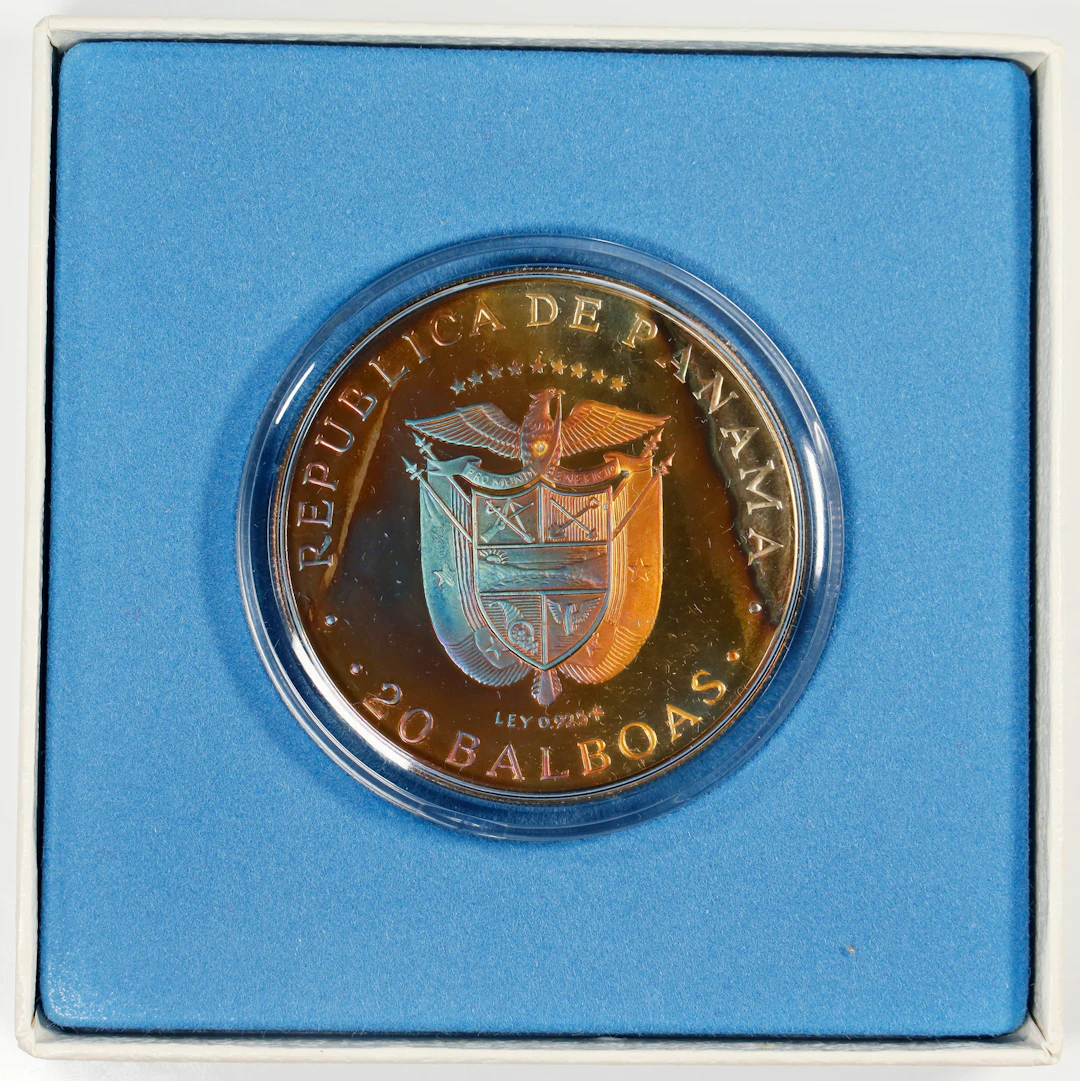 (3.854 oz, 119.88 g ASW). Panama. 1974 Silver 20 Balboas.