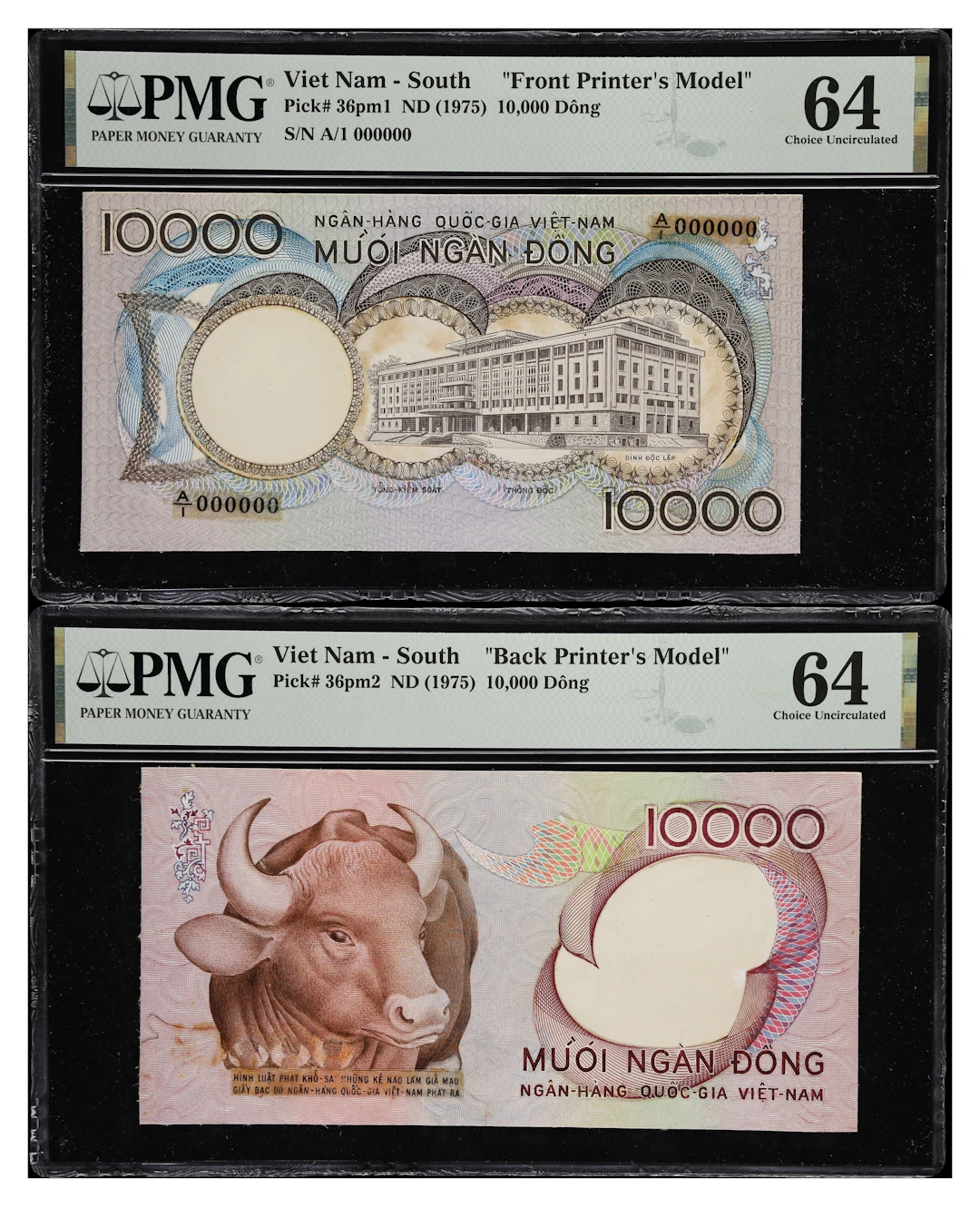 VIETNAM, SOUTH. Lot of (2). National Bank of Vietnam. 10,000 Dong