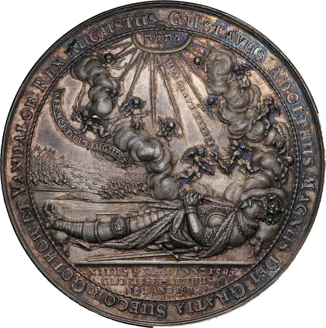SWEDEN. Death of the King Silver Medal, 1632. Gustav II Adolf. NGC MS-62.