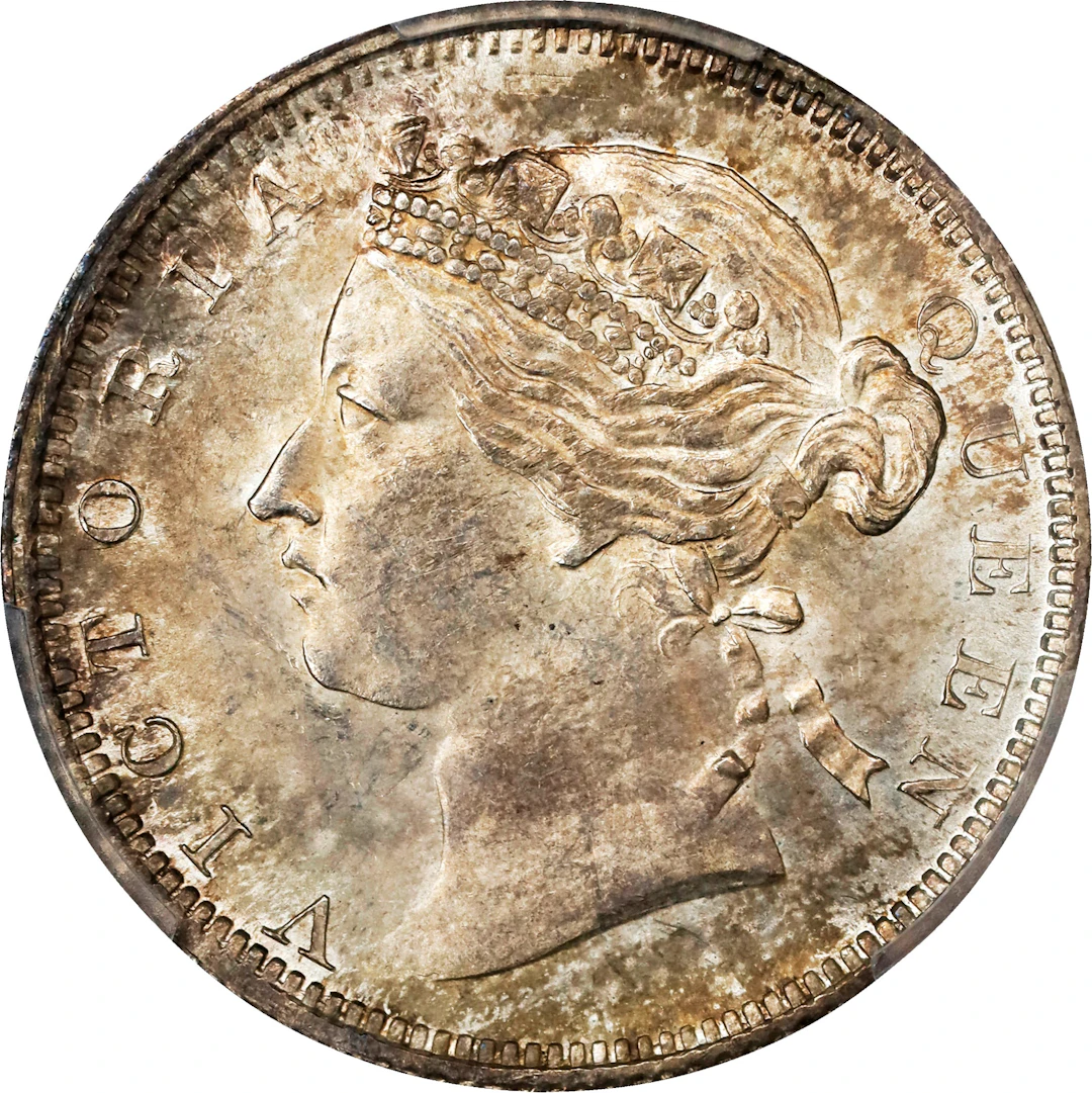 (t) HONG KONG (SAR). 20 Cents, 1867. Hong Kong Mint. Victoria. PCGS MS-64.
