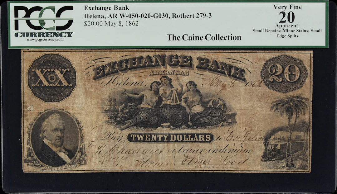 Helena, Arkansas. Exchange Bank. 1862 $20. PCGS Currency Very Fine