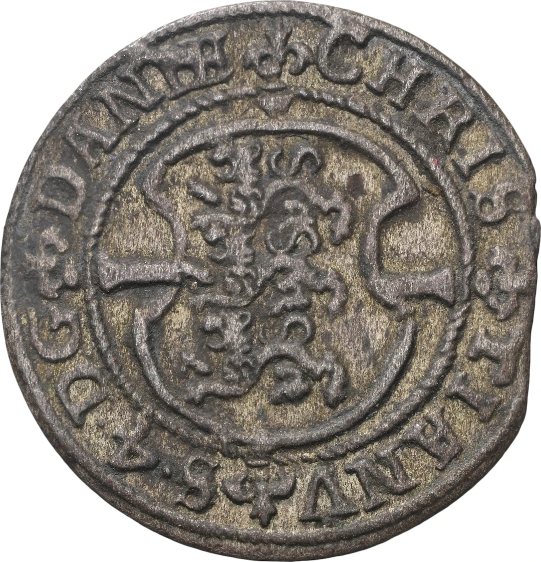 DENMARK. Skilling, 1595. Copenhagen Mint. Christian IV. NGC AU-55.
