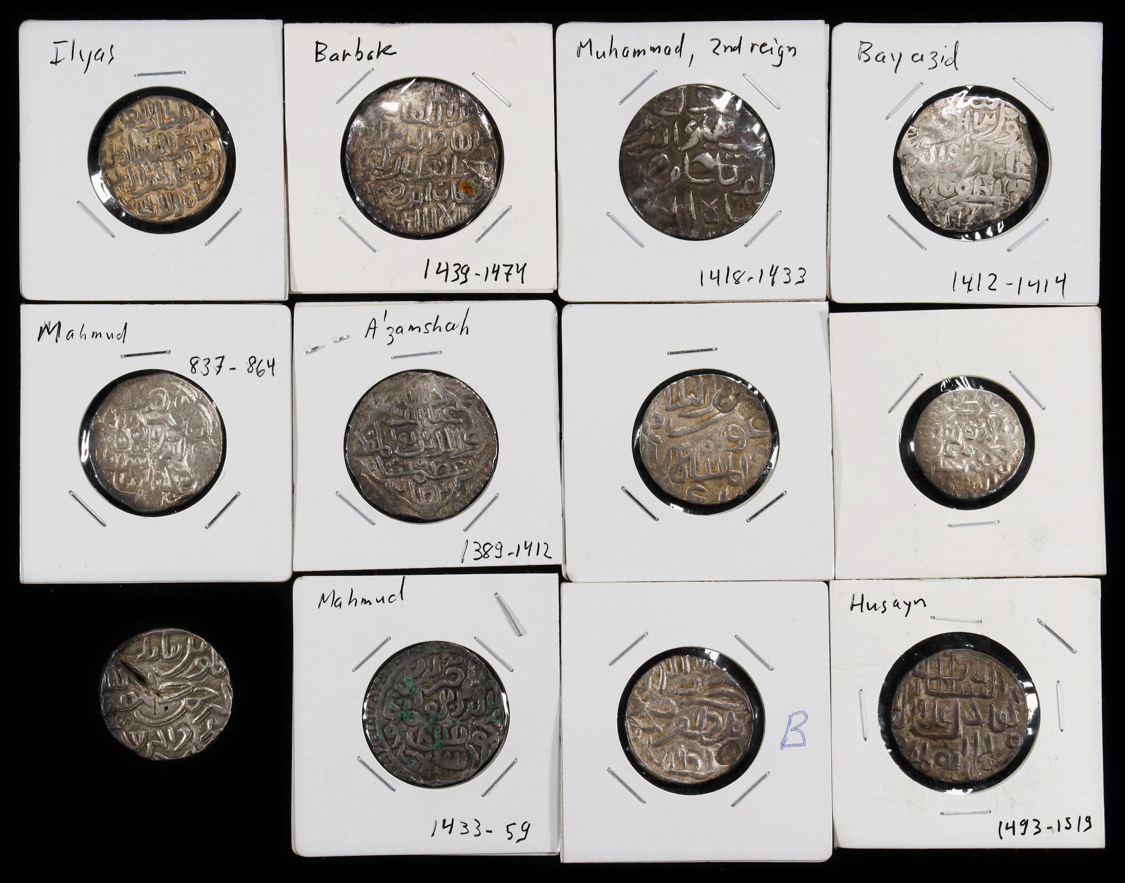 INDIA. Bengal Sultanate. Group of Silver Tankas (12 Pieces), AH 815-937