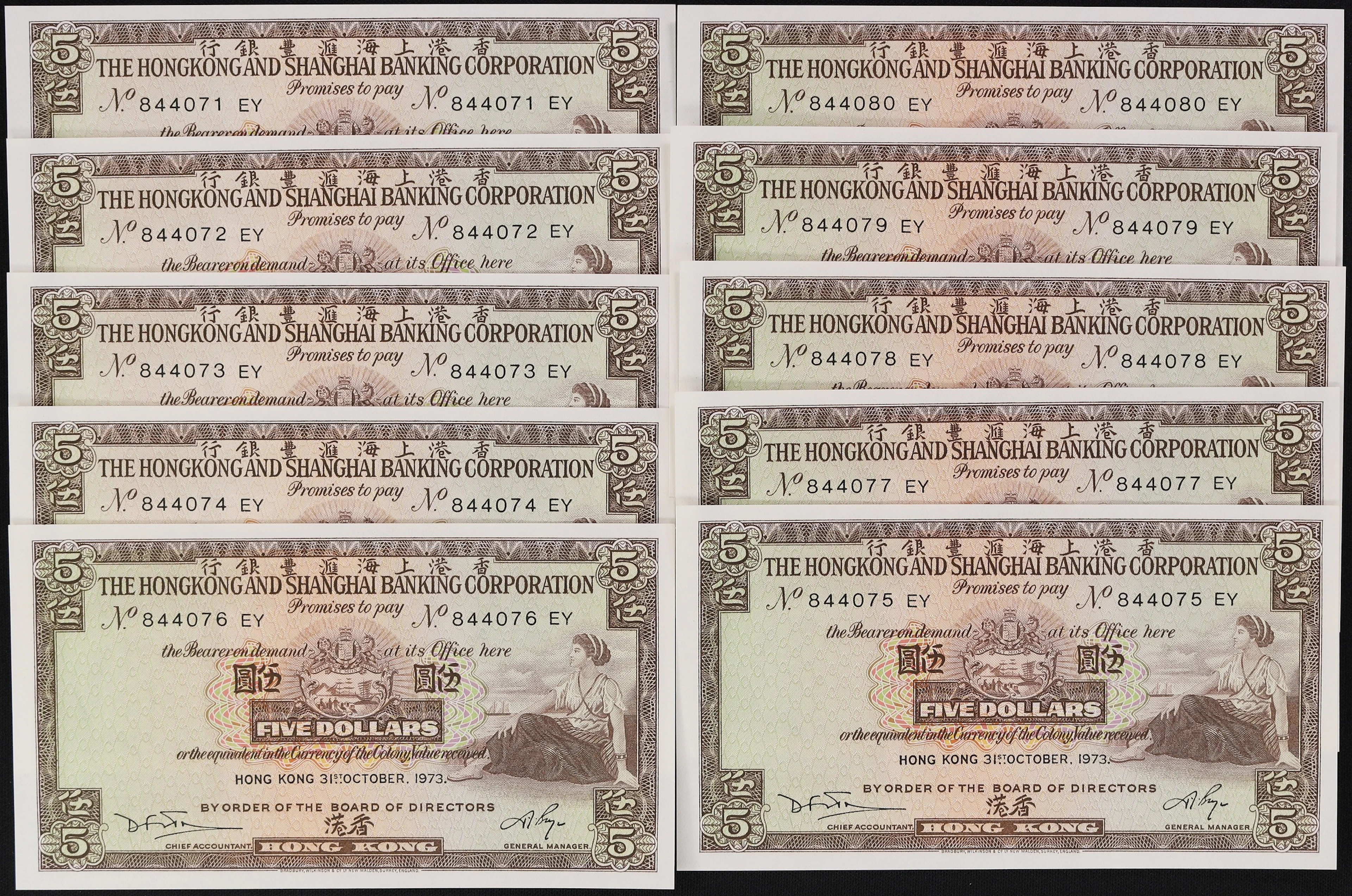 HONG KONG (SAR). Lot of (10). Hong Kong & Shanghai Banking Corporation.