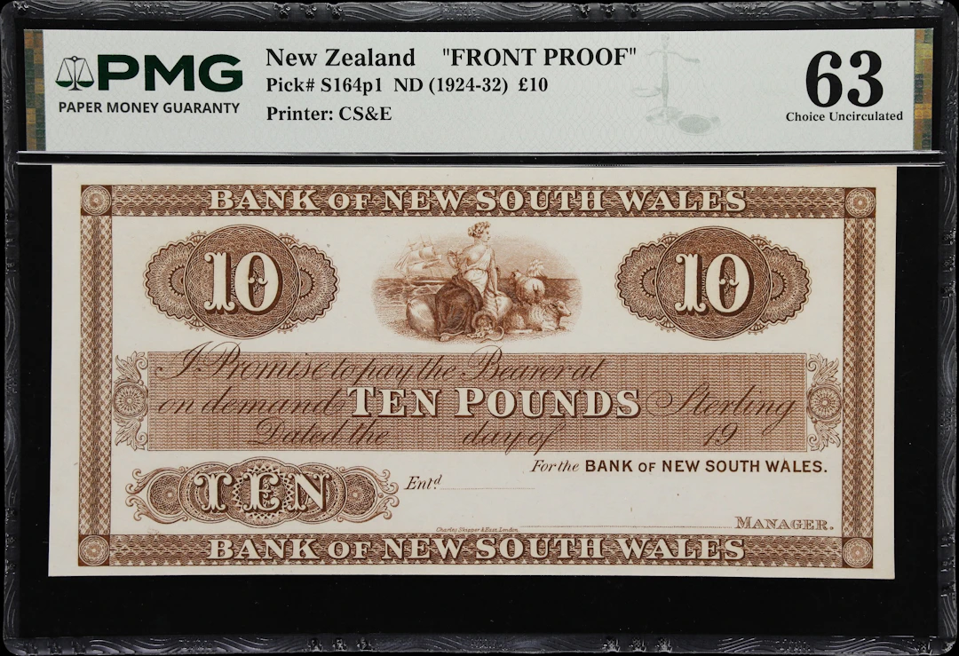 NEW ZEALAND. Bank of New South Wales. 10 Pounds, ND (1924-32). P-S164p1.