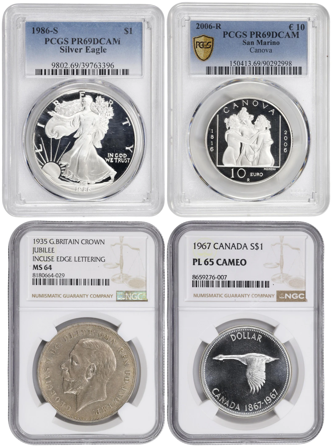 MIXED LOTS. Quartet of Silver Denominations (4 Pieces), 1935-2006.