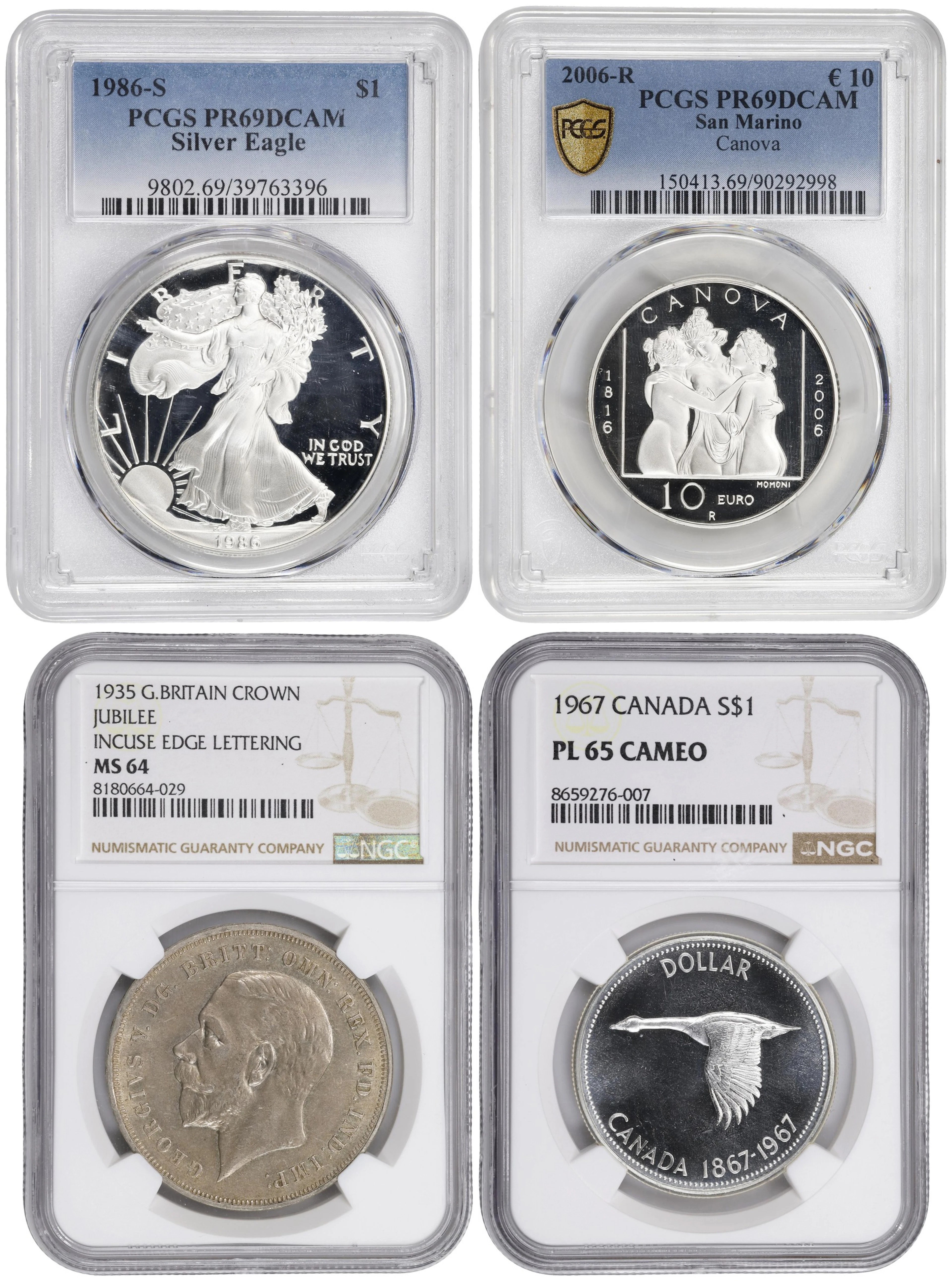 MIXED LOTS. Quartet of Silver Denominations (4 Pieces), 1935-2006.