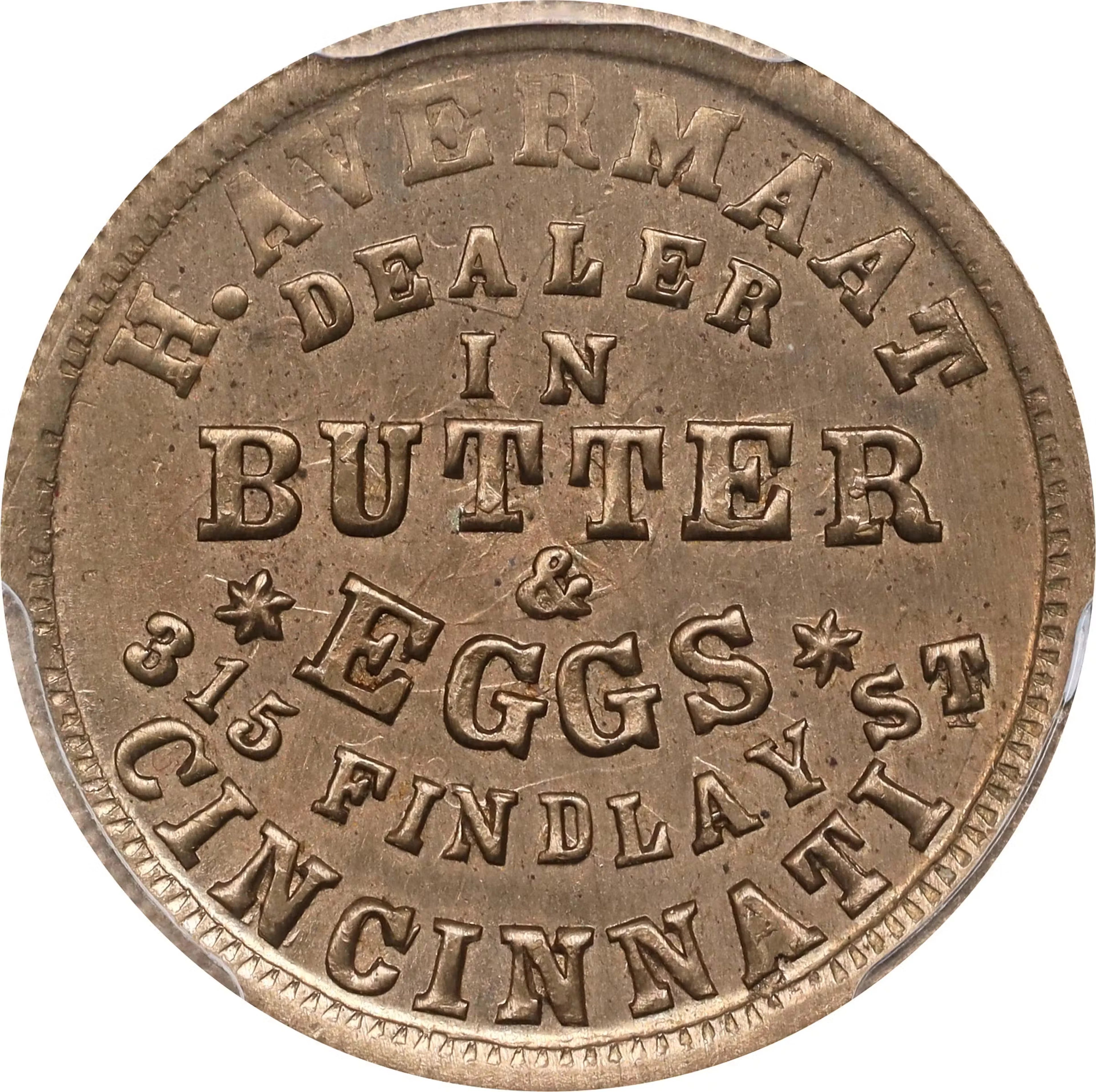 OHIO. Cincinnati. 1863 Henry Avermaat. Fuld-165G-7d. Rarity-10. Copper-Nickel.