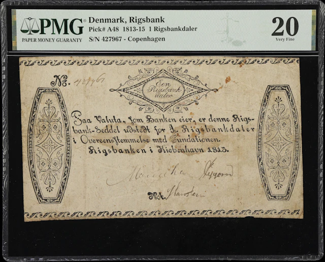 (◊) DENMARK. Rigsbanquen i Kiobenhavn. 1 Rigsbankdaler, 1815. P-A48.