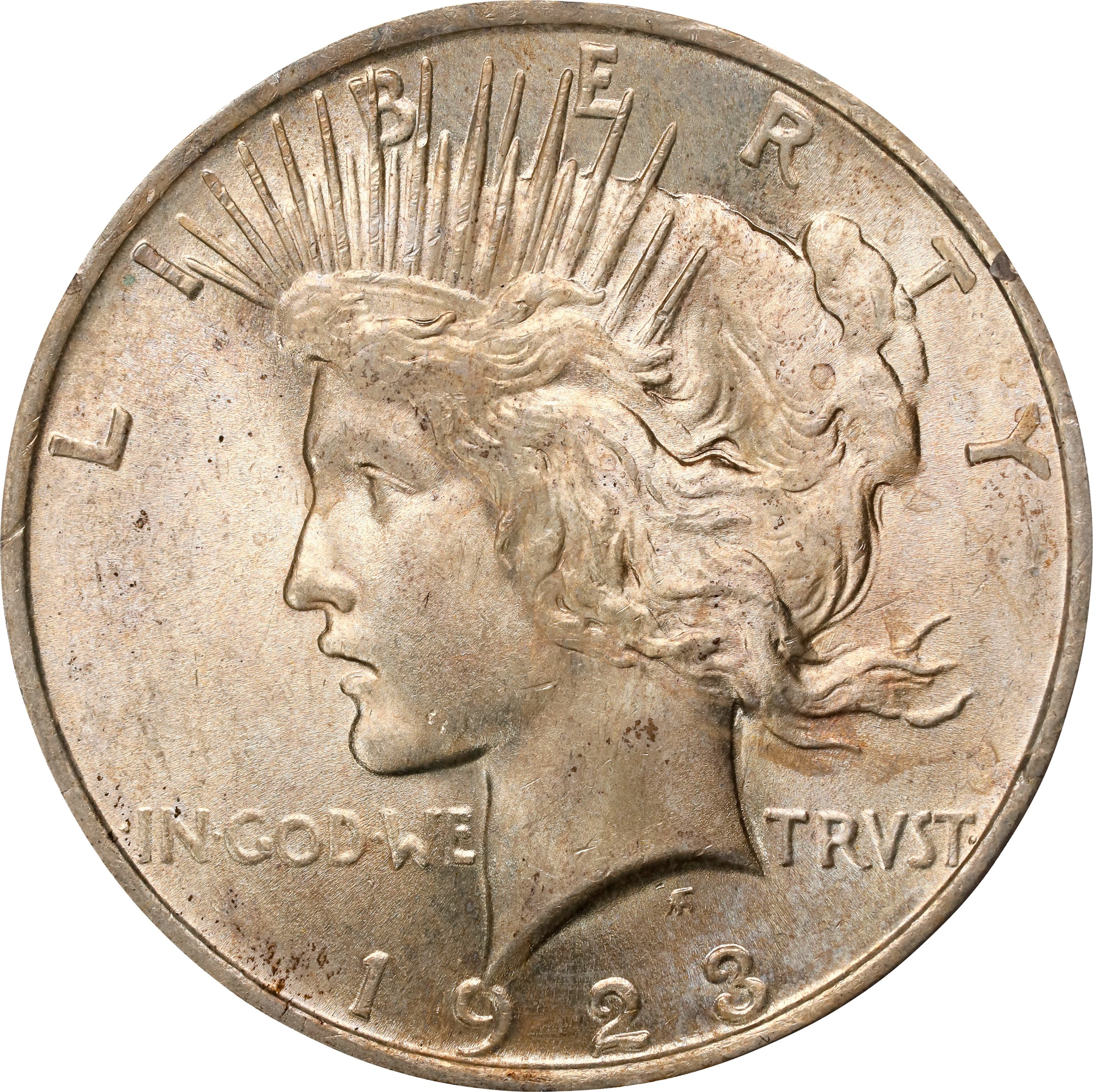 1923 Peace Silver Dollar. MS-63 (PCGS). OGH Generation 1.2 Rattler.