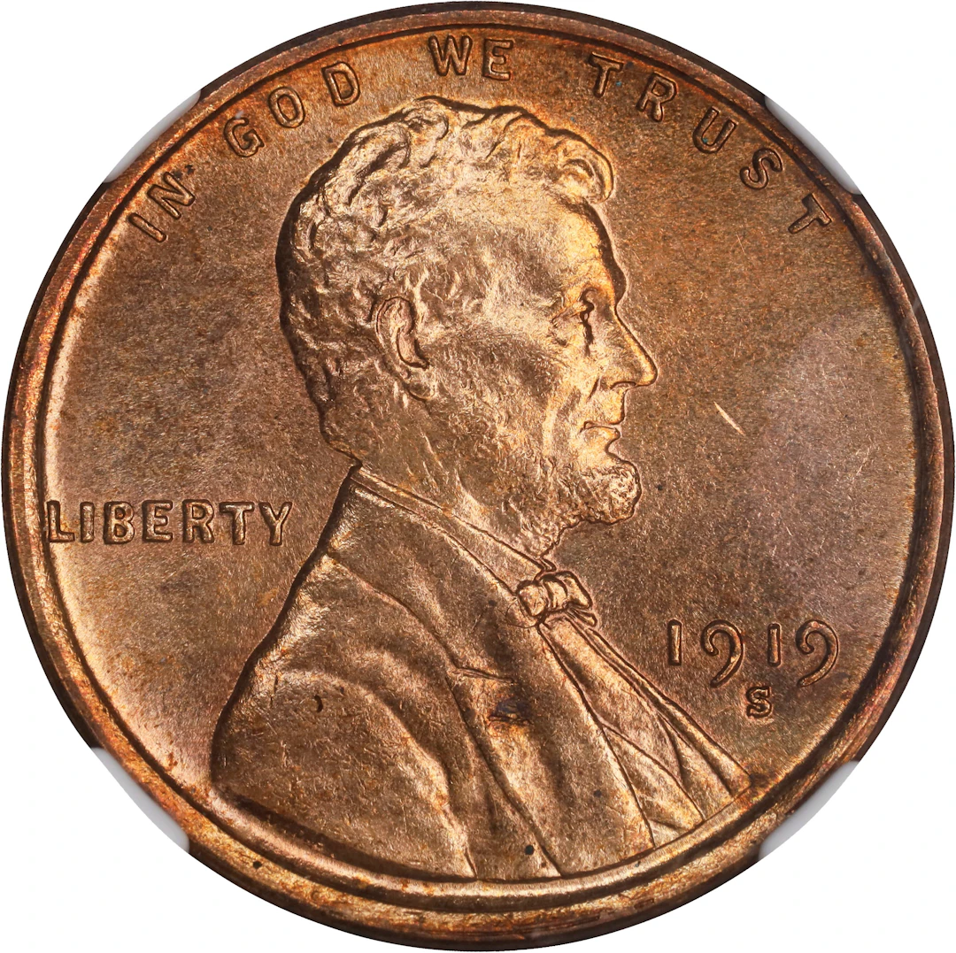 1919-S Lincoln Cent. MS-64 RB (NGC).