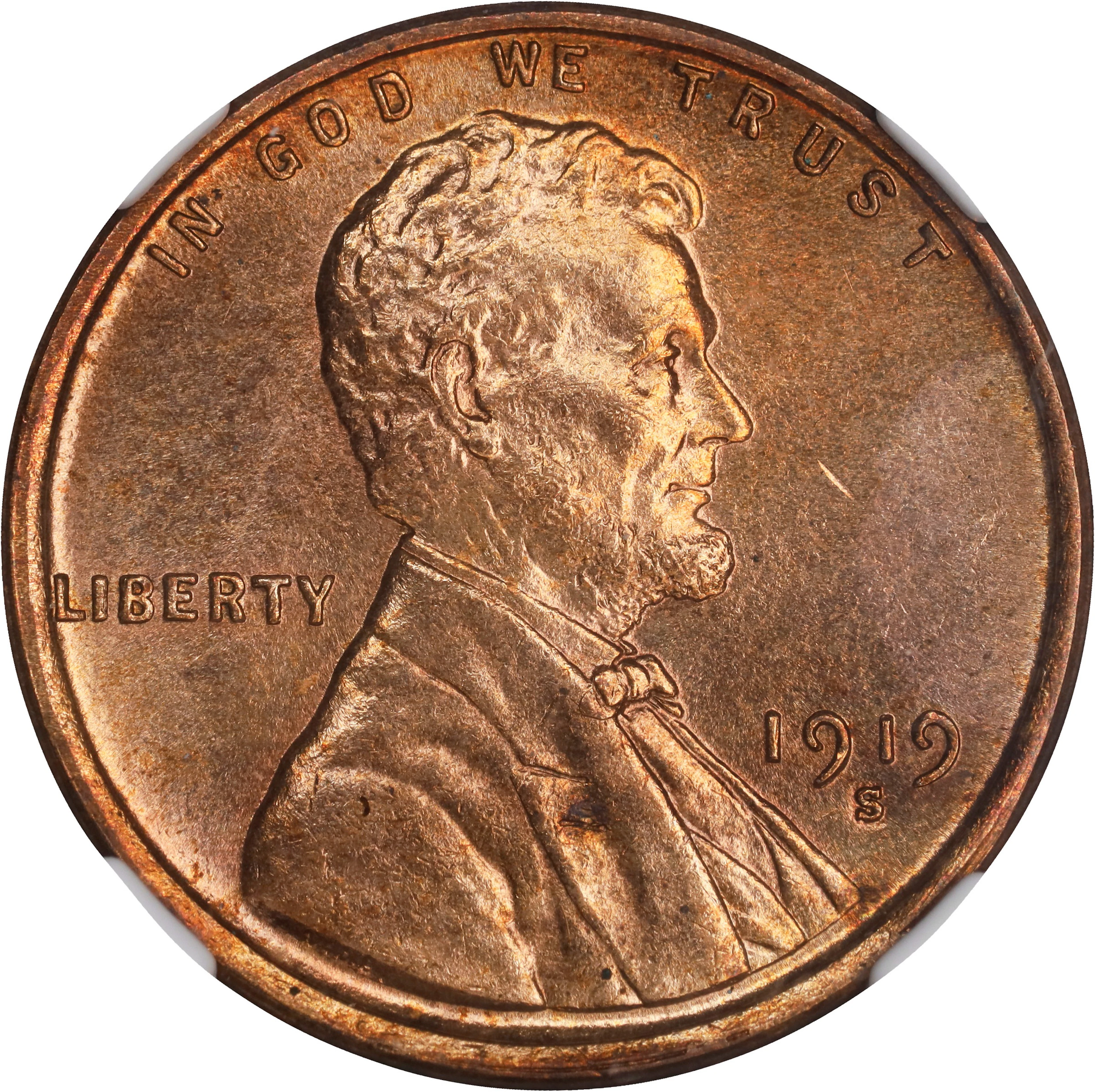 1919-S Lincoln Cent. MS-64 RB (NGC).
