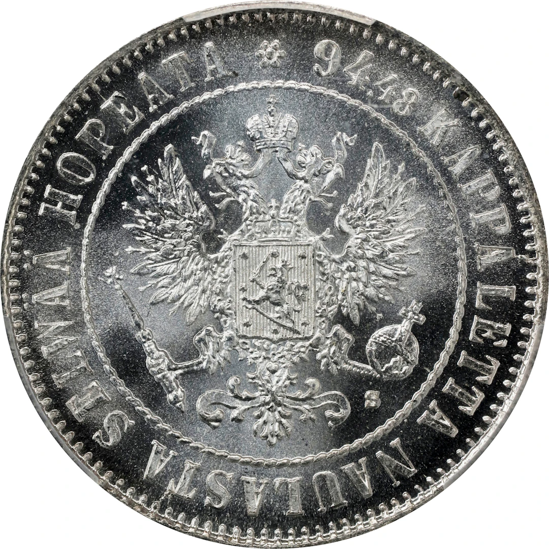 FINLAND. Markka, 1915-S. Helsinki Mint. Nicholas II. PCGS MS-67.