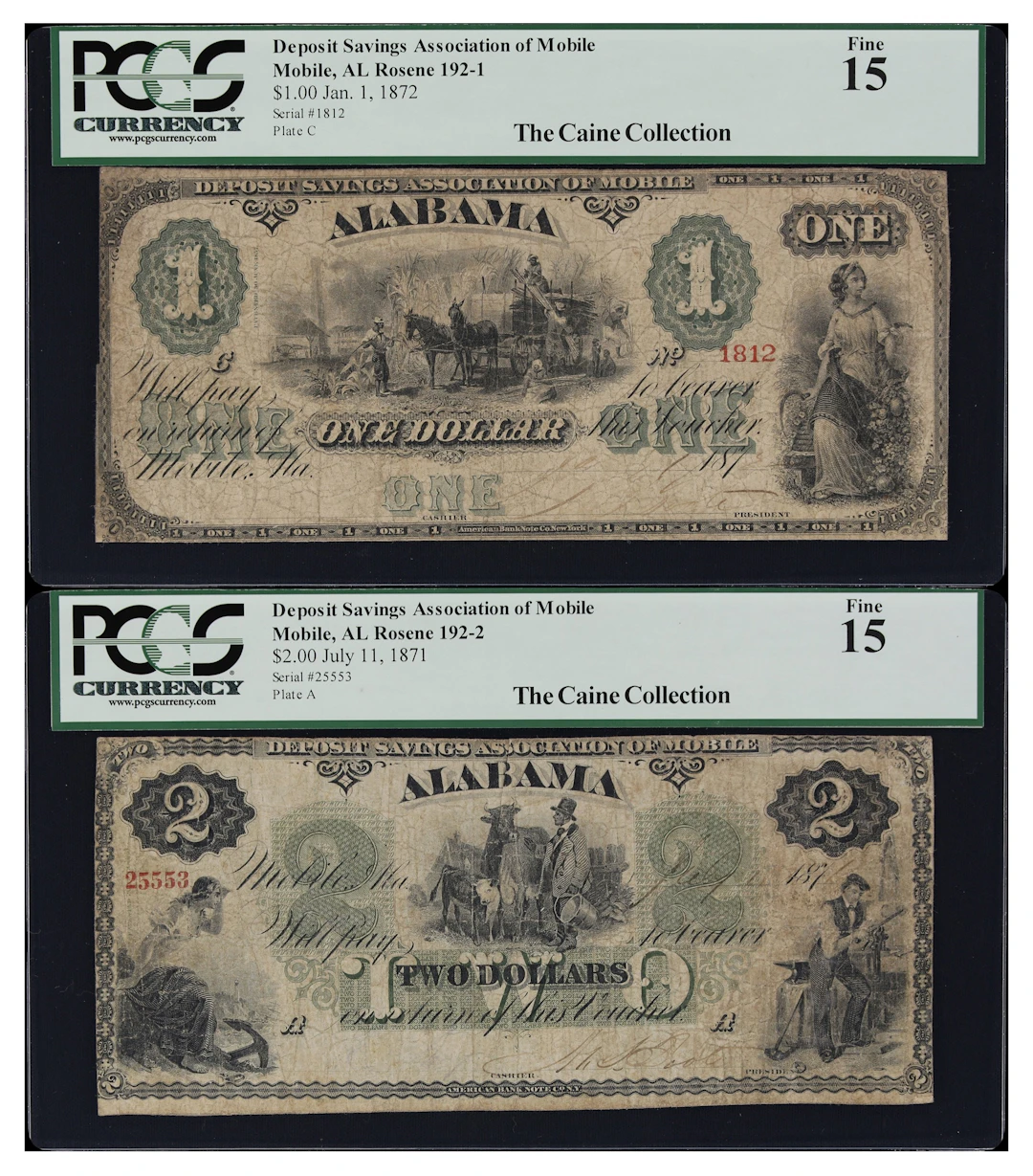 Lot of (2) Mobile, Alabama. Deposit Savings Association of Mobile.